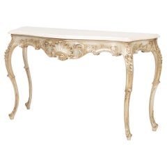Italian Rococo Style Silvered Wood Console Table