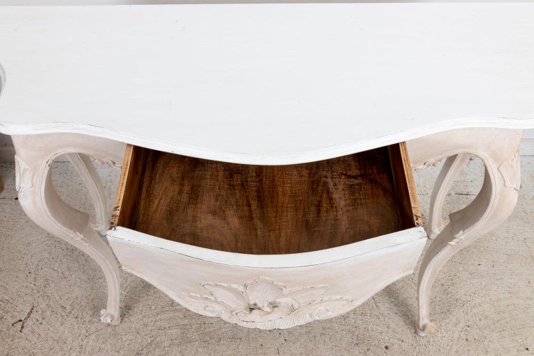 Italian Rococo Style White Painted Console For Sale at 1stDibs
