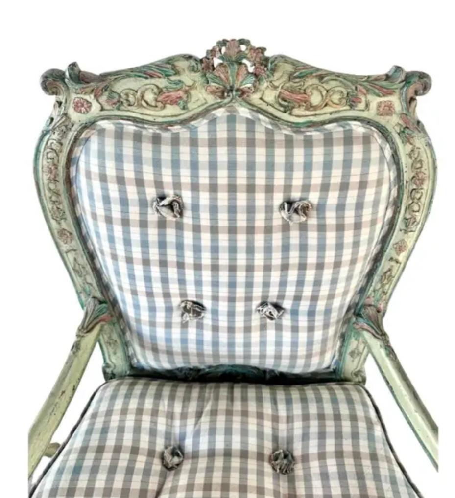 Italian Rococo Upholstered Armchairs, A Pair In Good Condition For Sale In Bradenton, FL