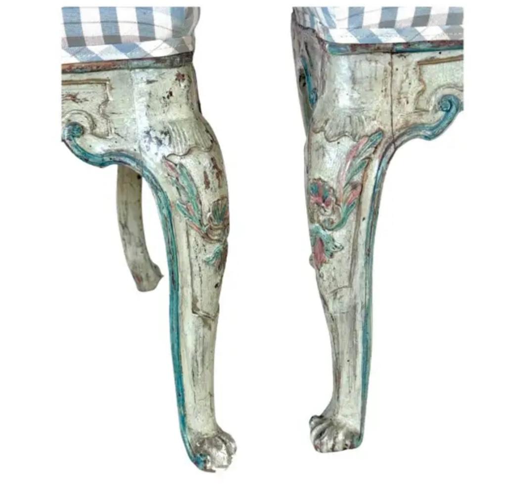 18th Century and Earlier Italian Rococo Upholstered Armchairs, A Pair For Sale
