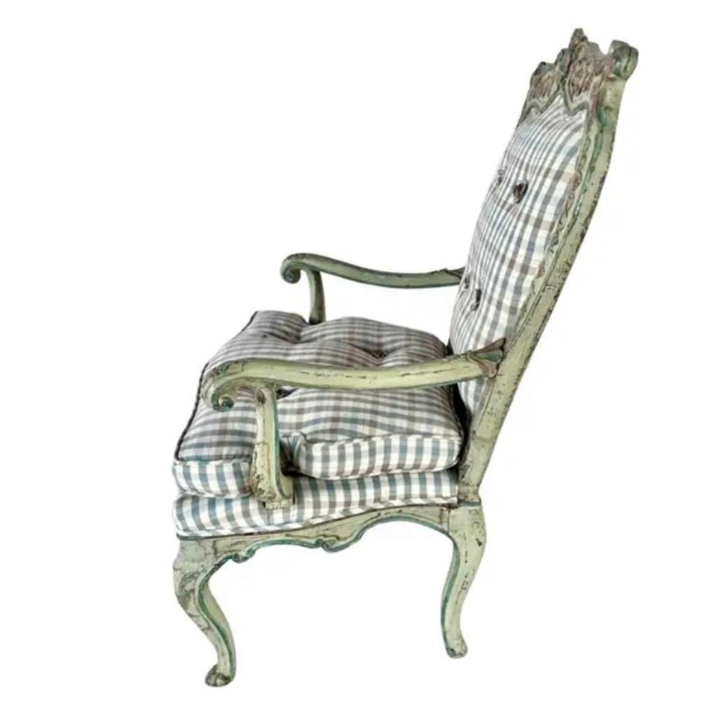 Italian Rococo Upholstered Armchairs, A Pair For Sale 3