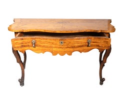 Italian Rococo Walnut Console Table