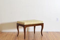 Italian Rococo Walnut Upholstered Bench, Mid 18th Century