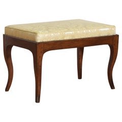 Italian Rococo Walnut Upholstered Bench, Mid 18th Century