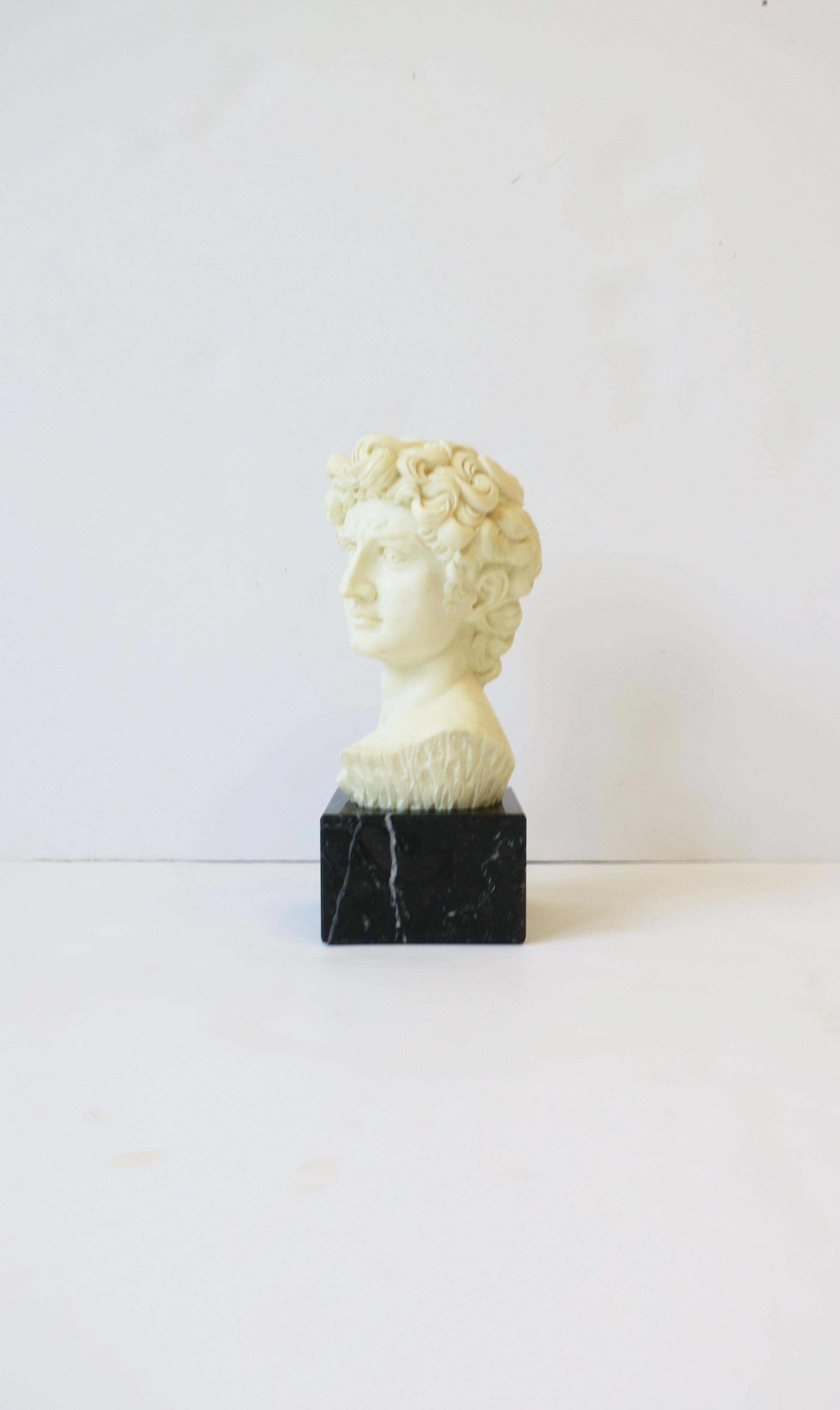 Classical Roman Italian Roman 'David' Sculpture on Black Marble Base