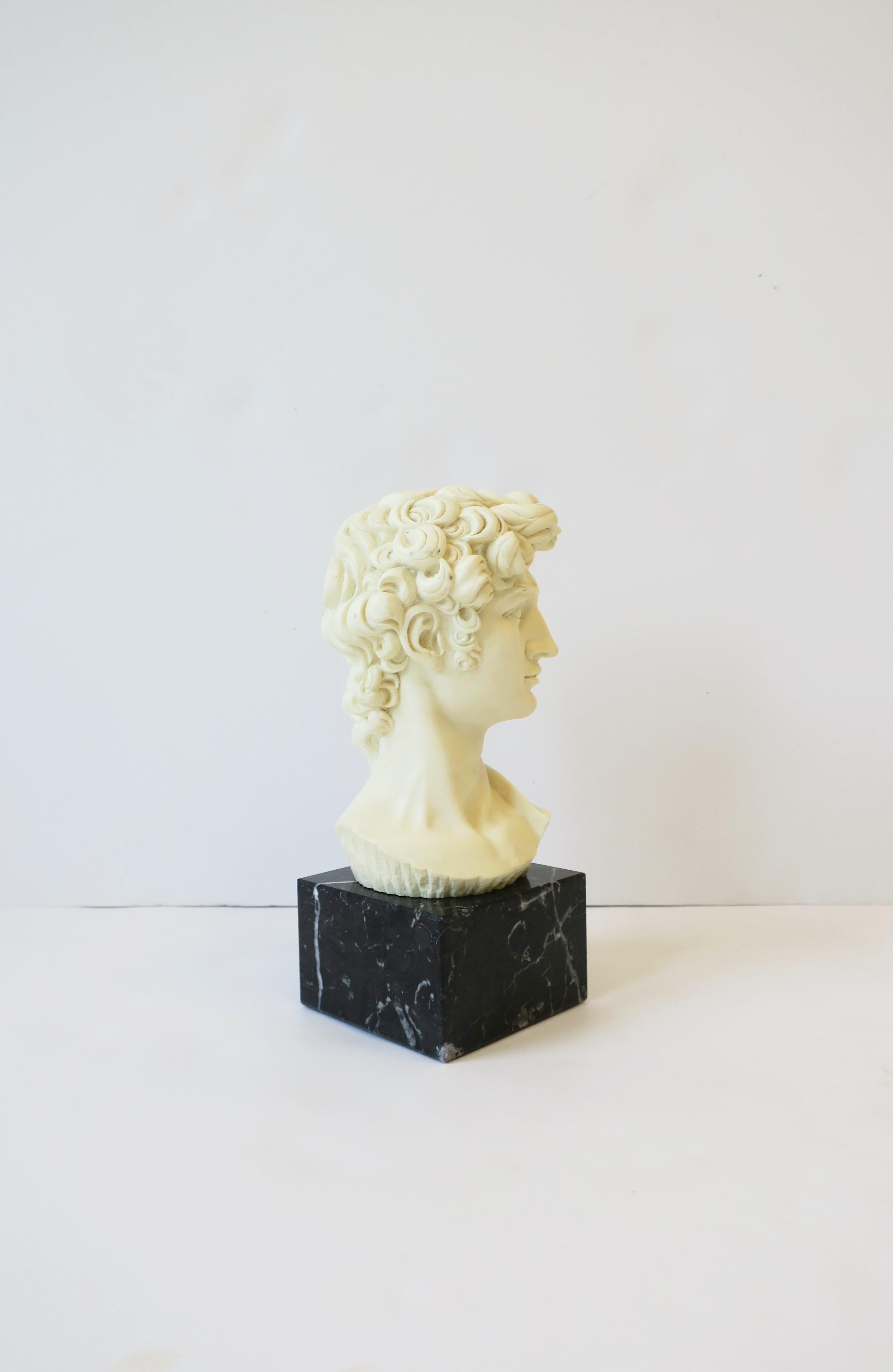 Resin Italian Roman 'David' Sculpture on Black Marble Base