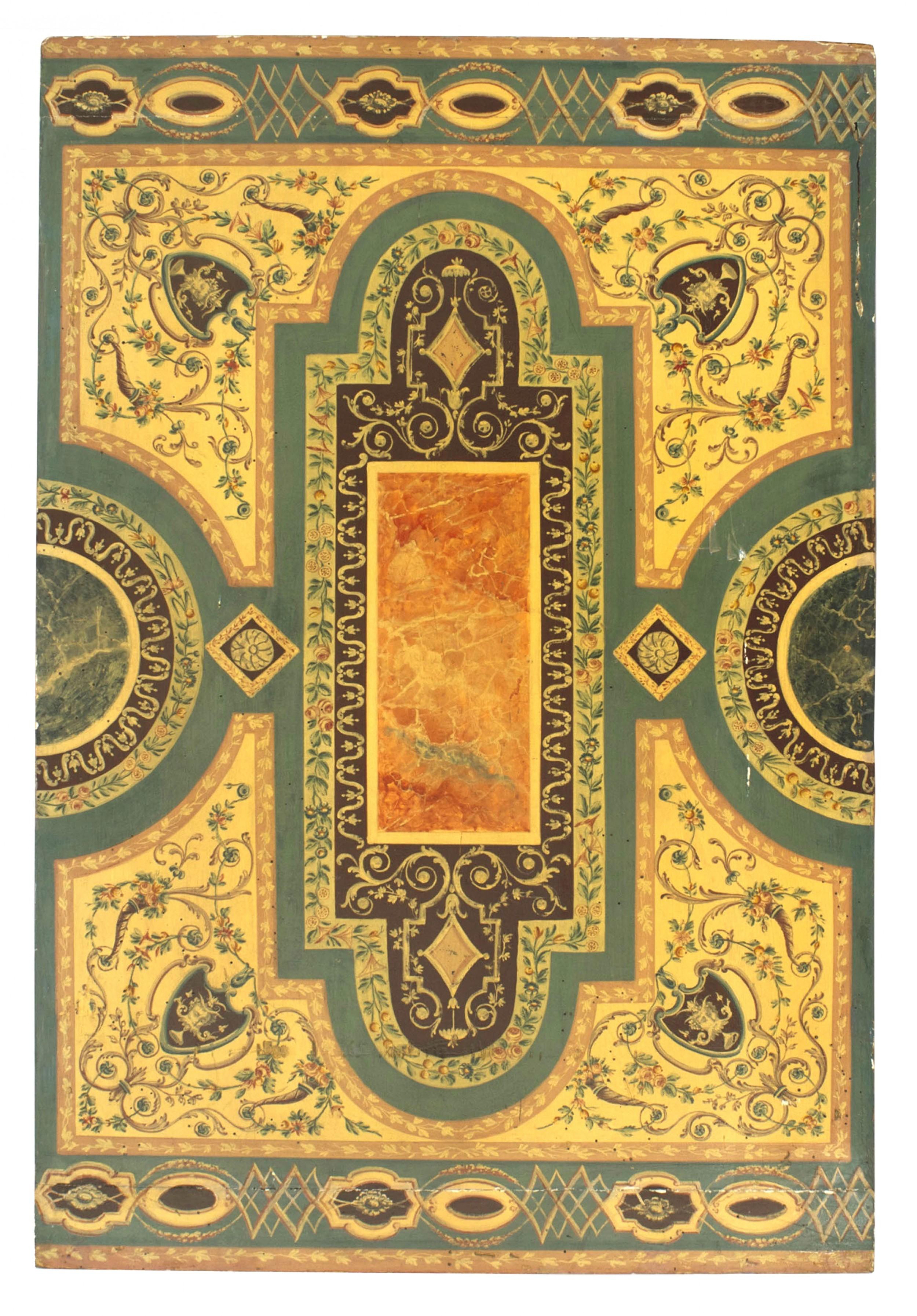 10 Italian Roman Neo-classic (mid-18th Century) panels decorated in Pompeiian style faux marble inlaid patterns. (PRICED EACH)