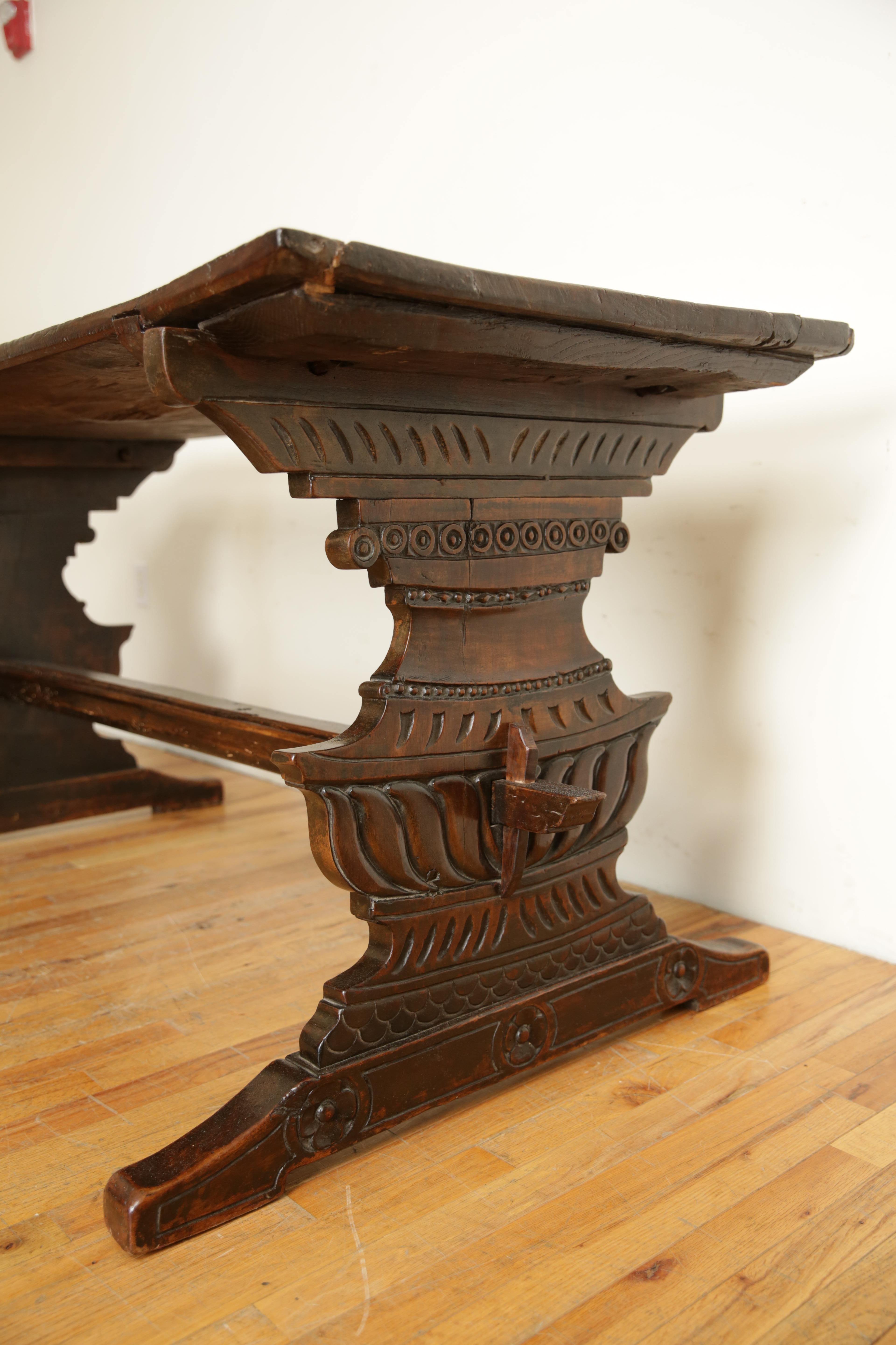 Italian, Rome, Baroque Period Carved Walnut Table, ca. 1650 1