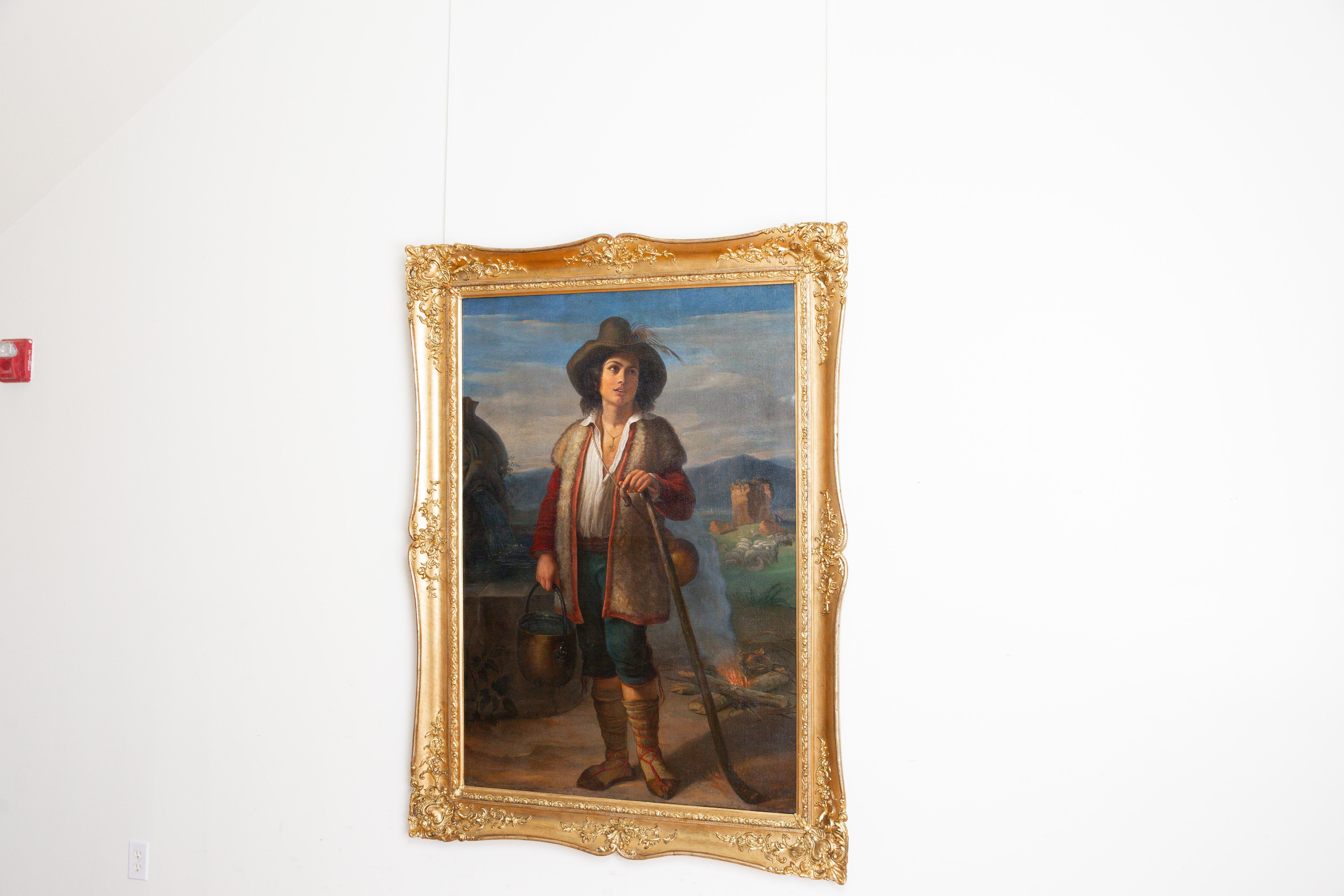 Italian, Rome/Naples, Oil on Canvas, “Ciociara”, Original Frame, ca. 1875 In Good Condition For Sale In Atlanta, GA