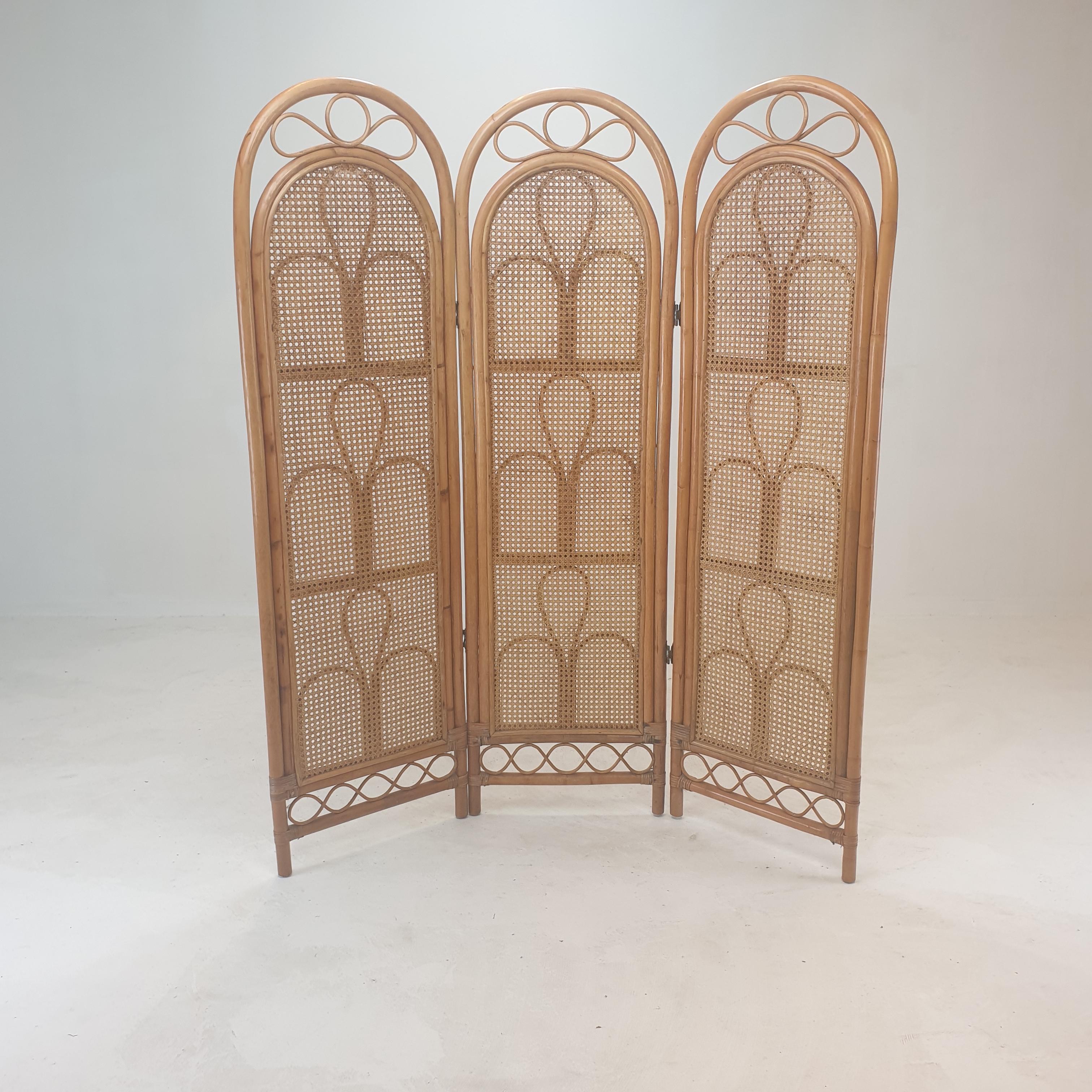 Italian Room Divider in Rattan and Wicker, 1960s For Sale 4