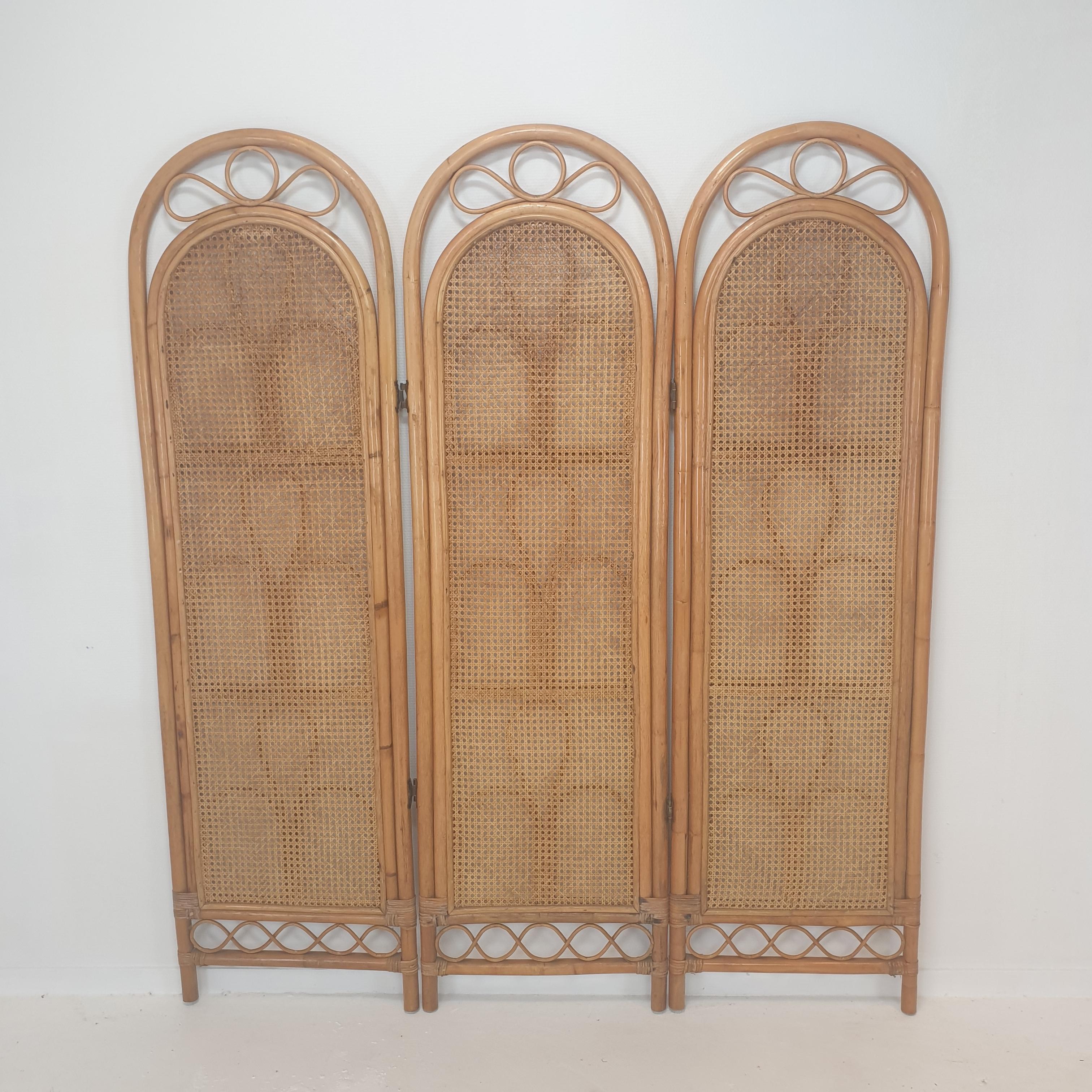 Italian Room Divider in Rattan and Wicker, 1960s For Sale 5