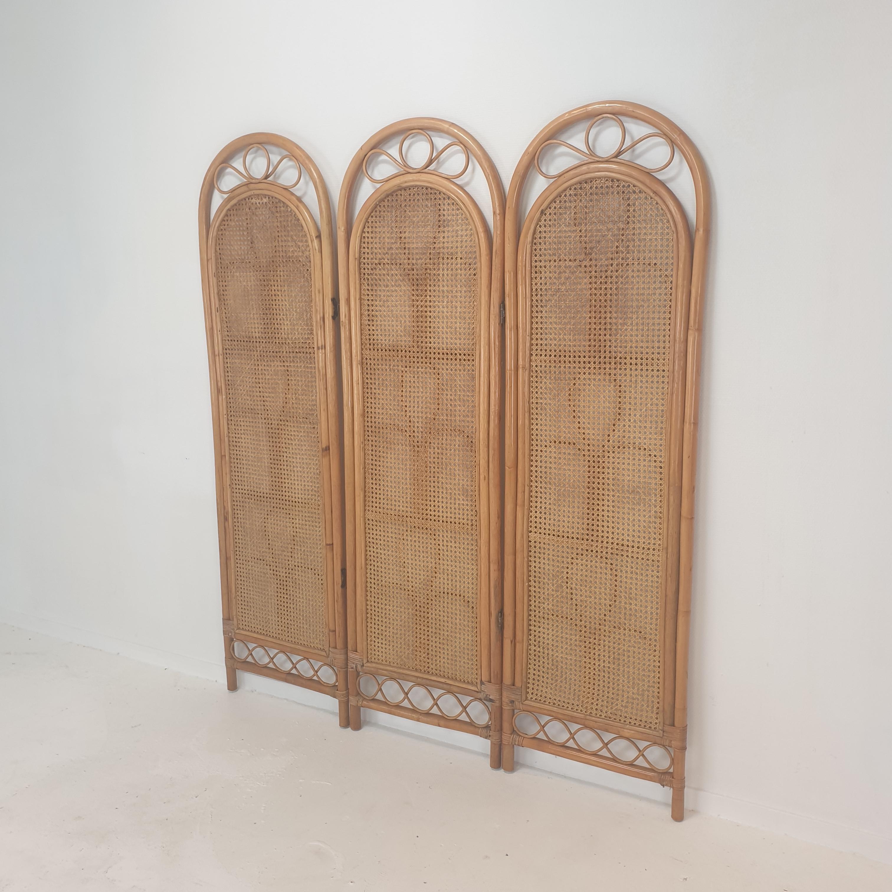 Italian Room Divider in Rattan and Wicker, 1960s For Sale 6