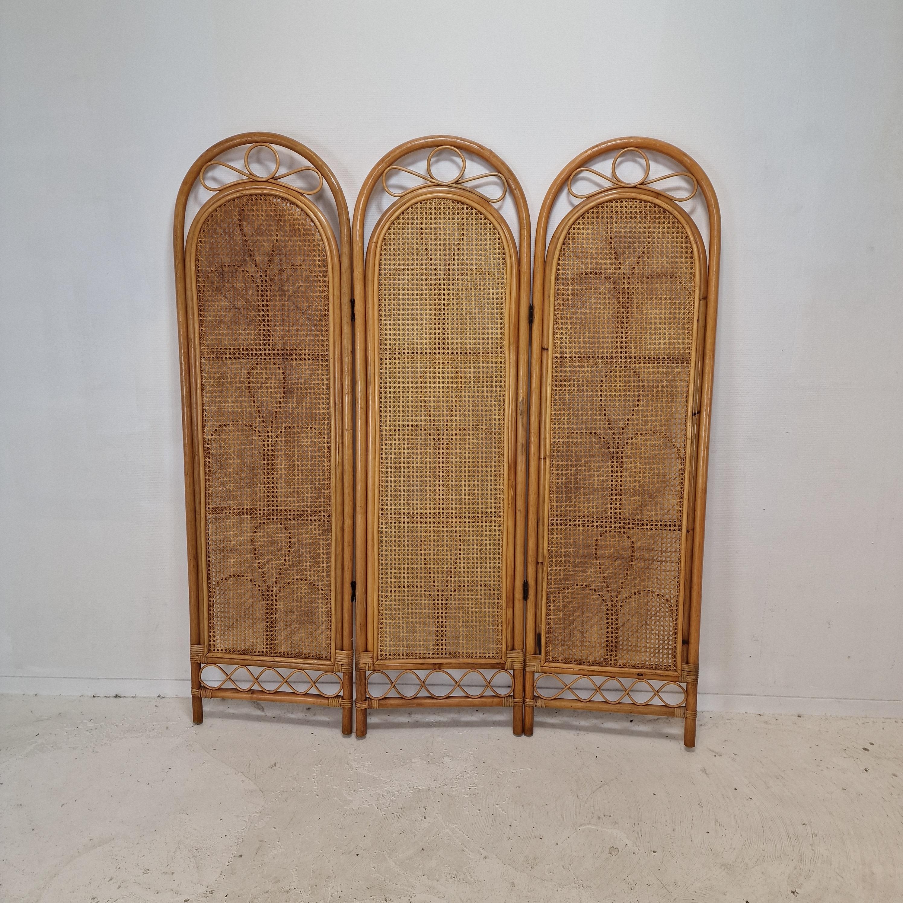 Italian Room Divider in Rattan and Wicker, 1960s For Sale 4
