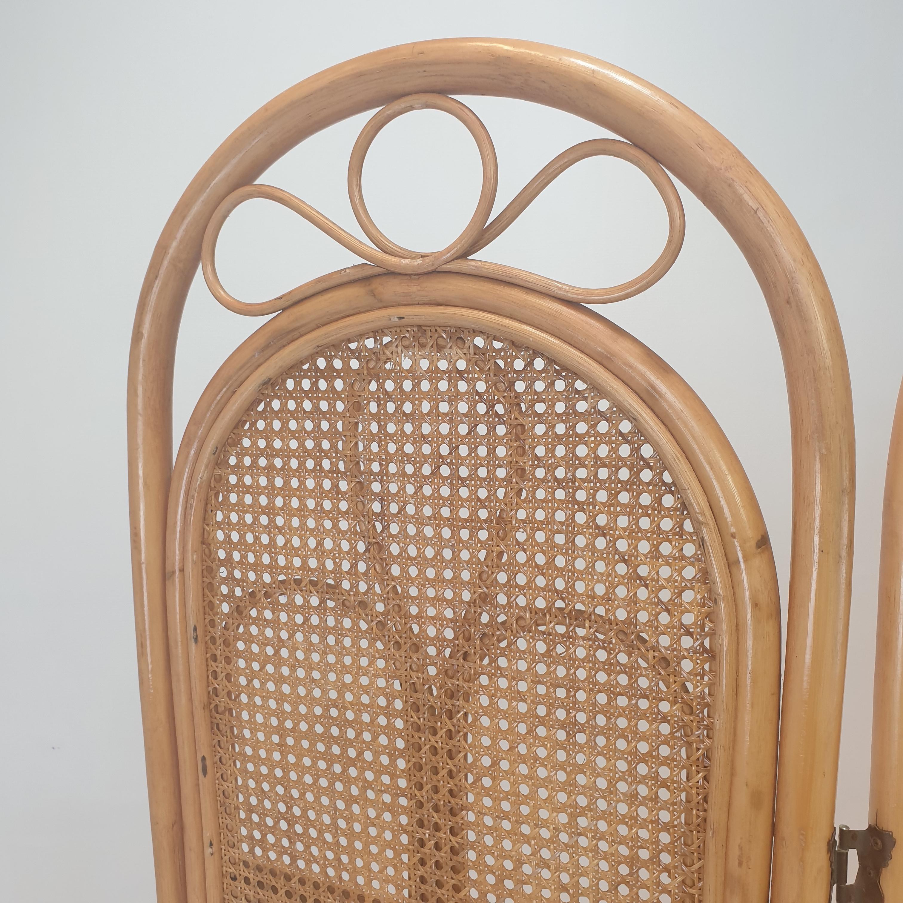 Italian Room Divider in Rattan and Wicker, 1960s For Sale 7