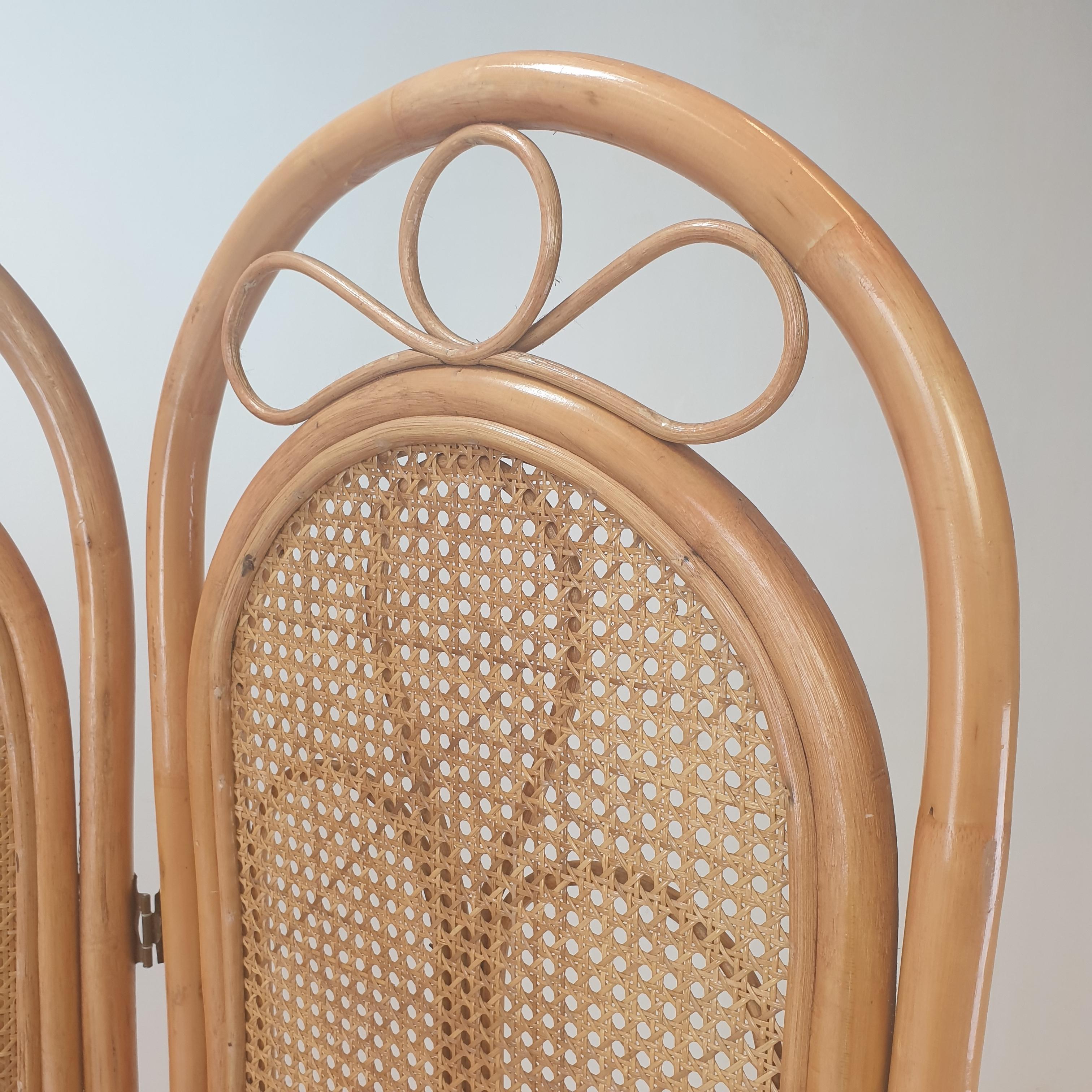 Italian Room Divider in Rattan and Wicker, 1960s For Sale 8