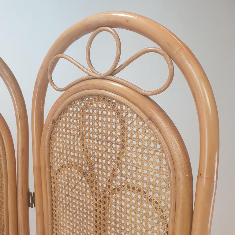 Italian Room Divider in Rattan and Wicker, 1960s For Sale at 1stDibs