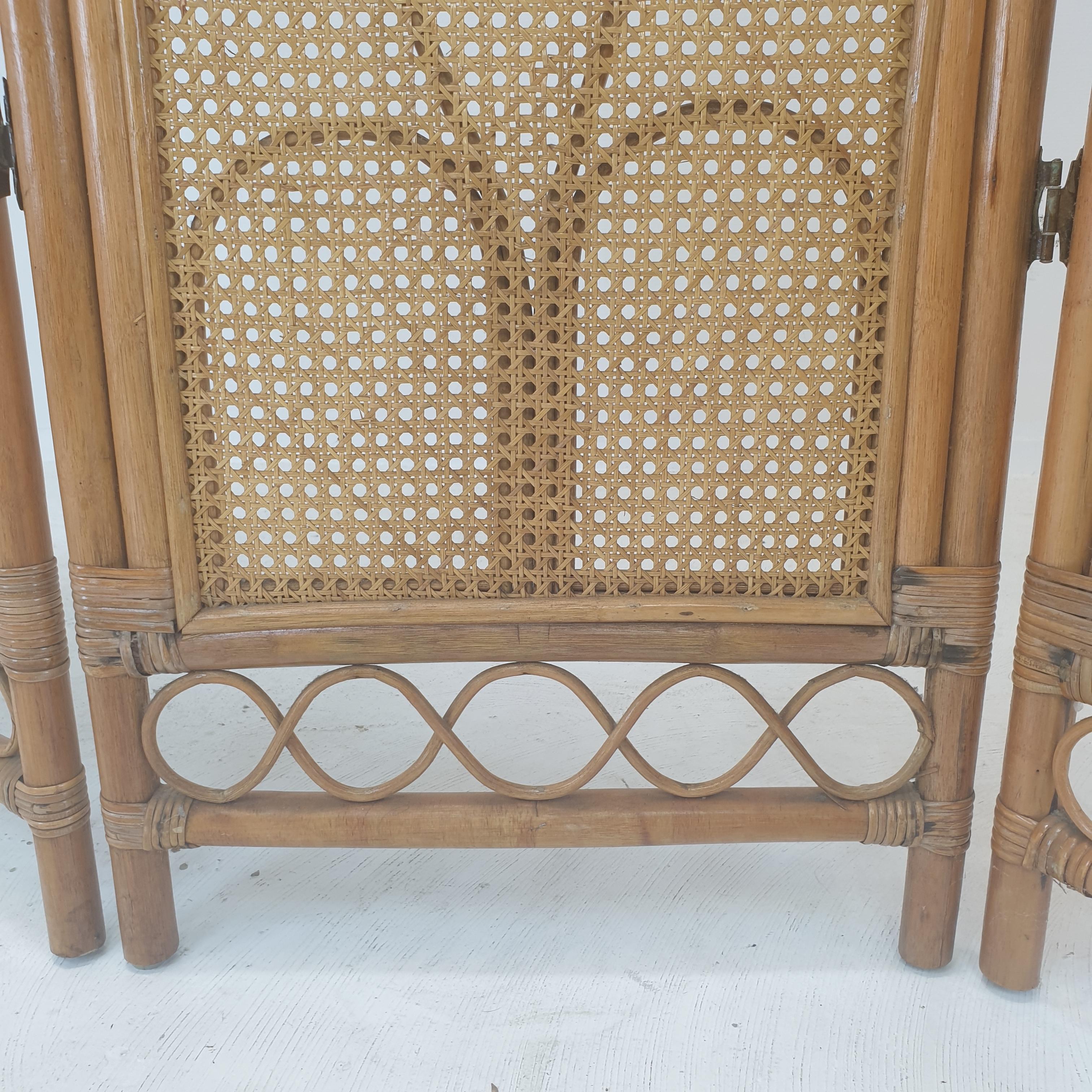 Italian Room Divider in Rattan and Wicker, 1960s For Sale 9
