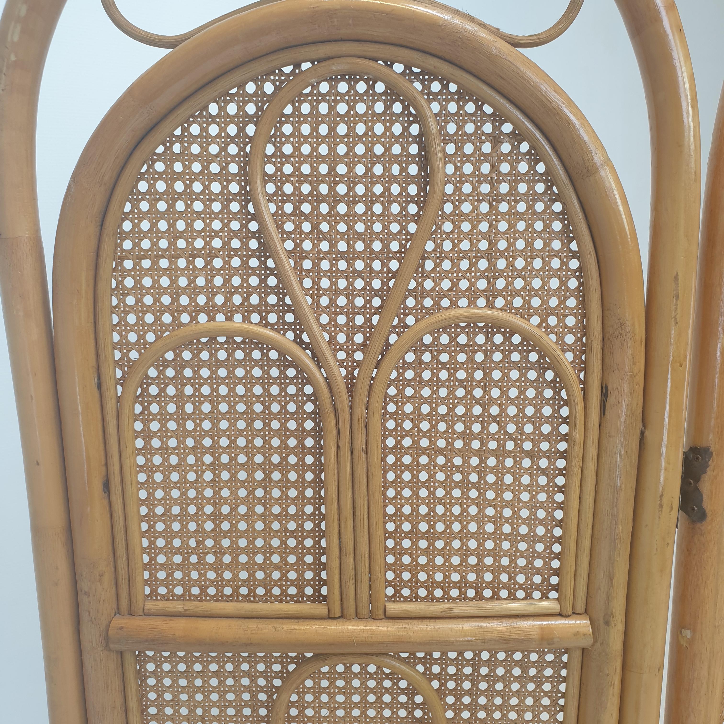 Italian Room Divider in Rattan and Wicker, 1960s For Sale 12