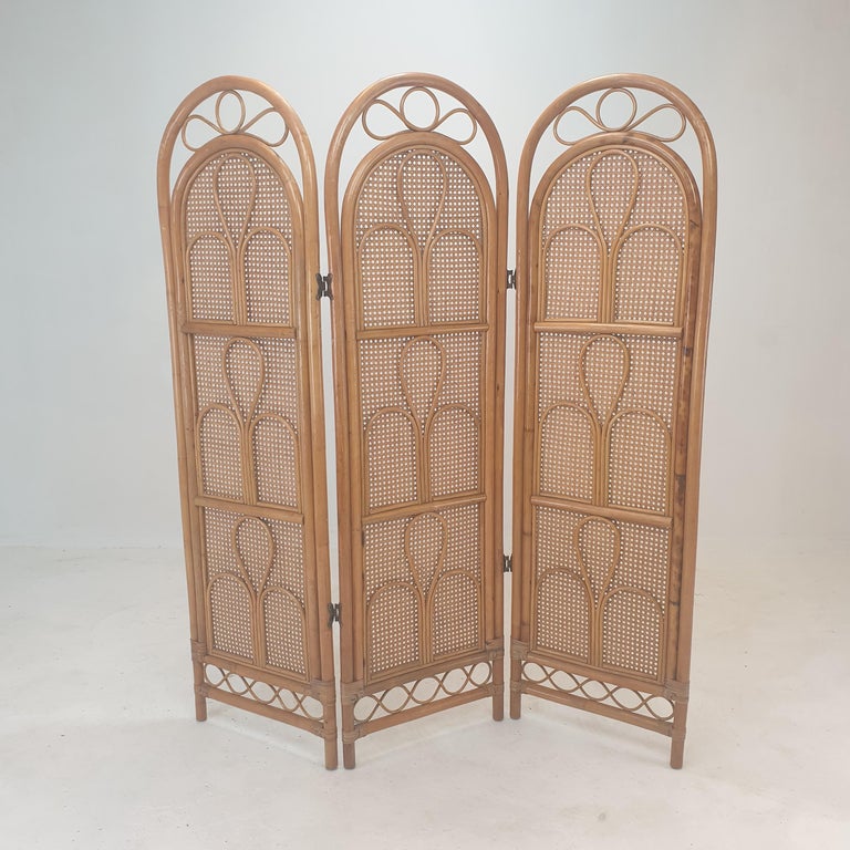 Italian Room Divider in Rattan and Wicker, 1960s For Sale at 1stDibs
