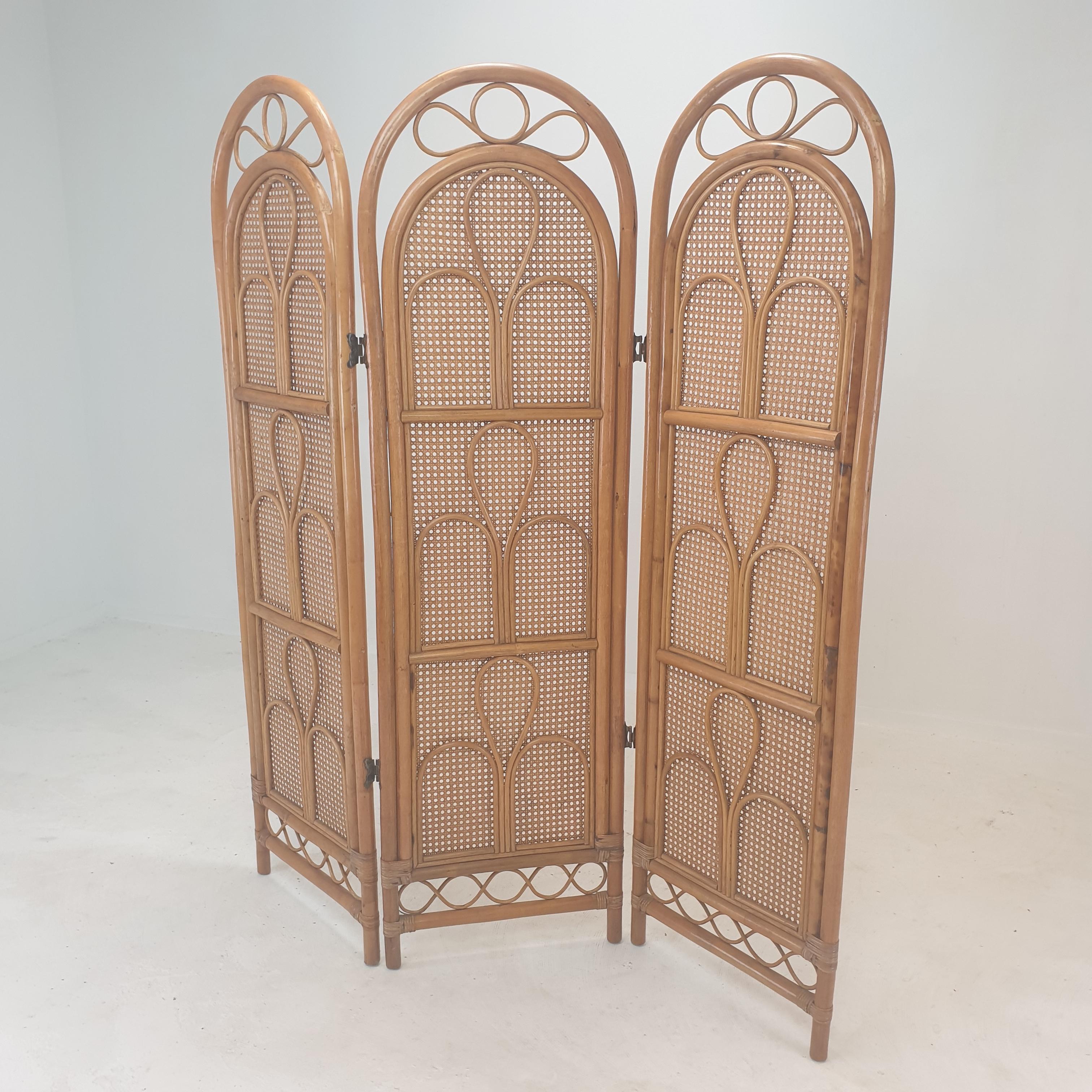 Hand-Crafted Italian Room Divider in Rattan and Wicker, 1960s For Sale