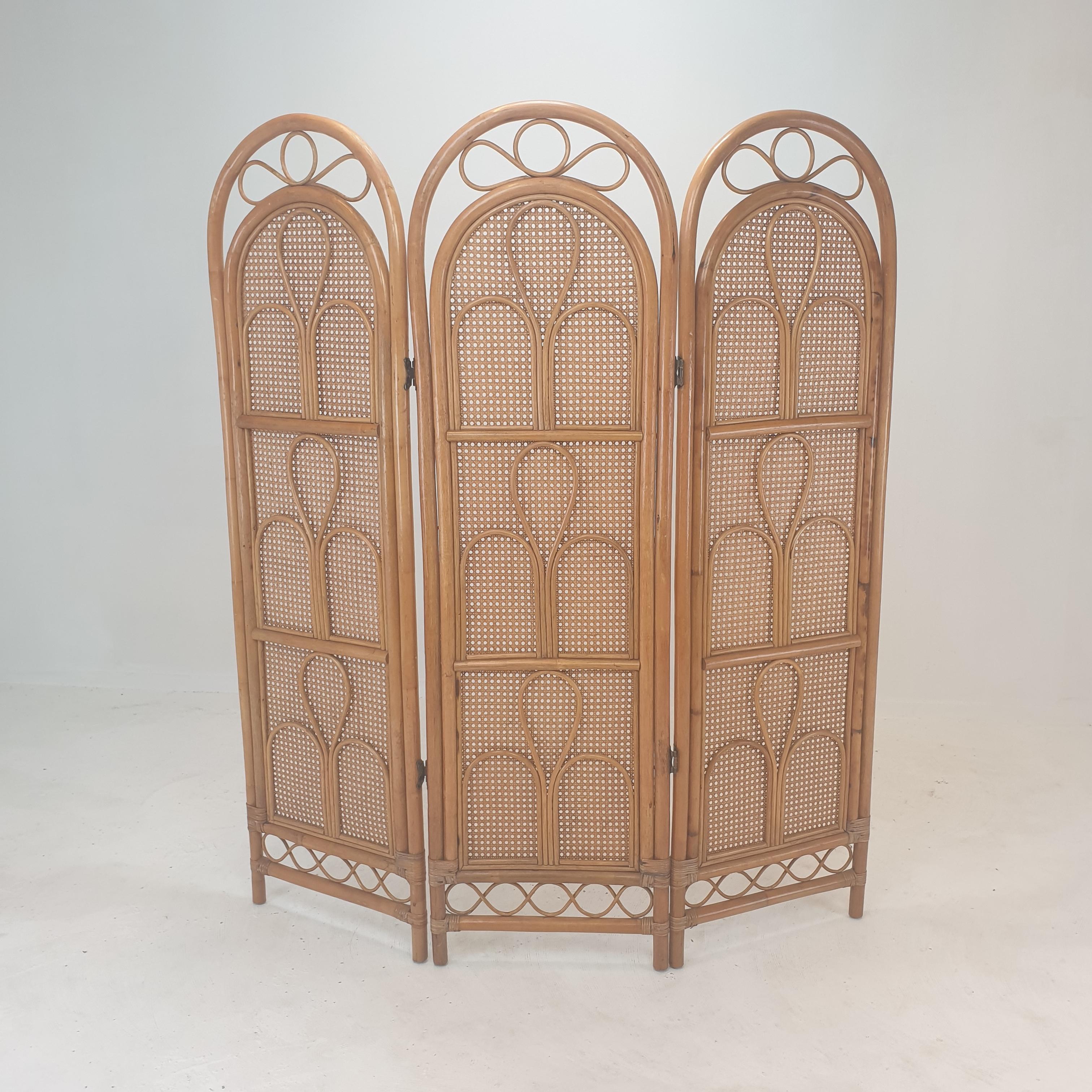 Mid-20th Century Italian Room Divider in Rattan and Wicker, 1960s For Sale