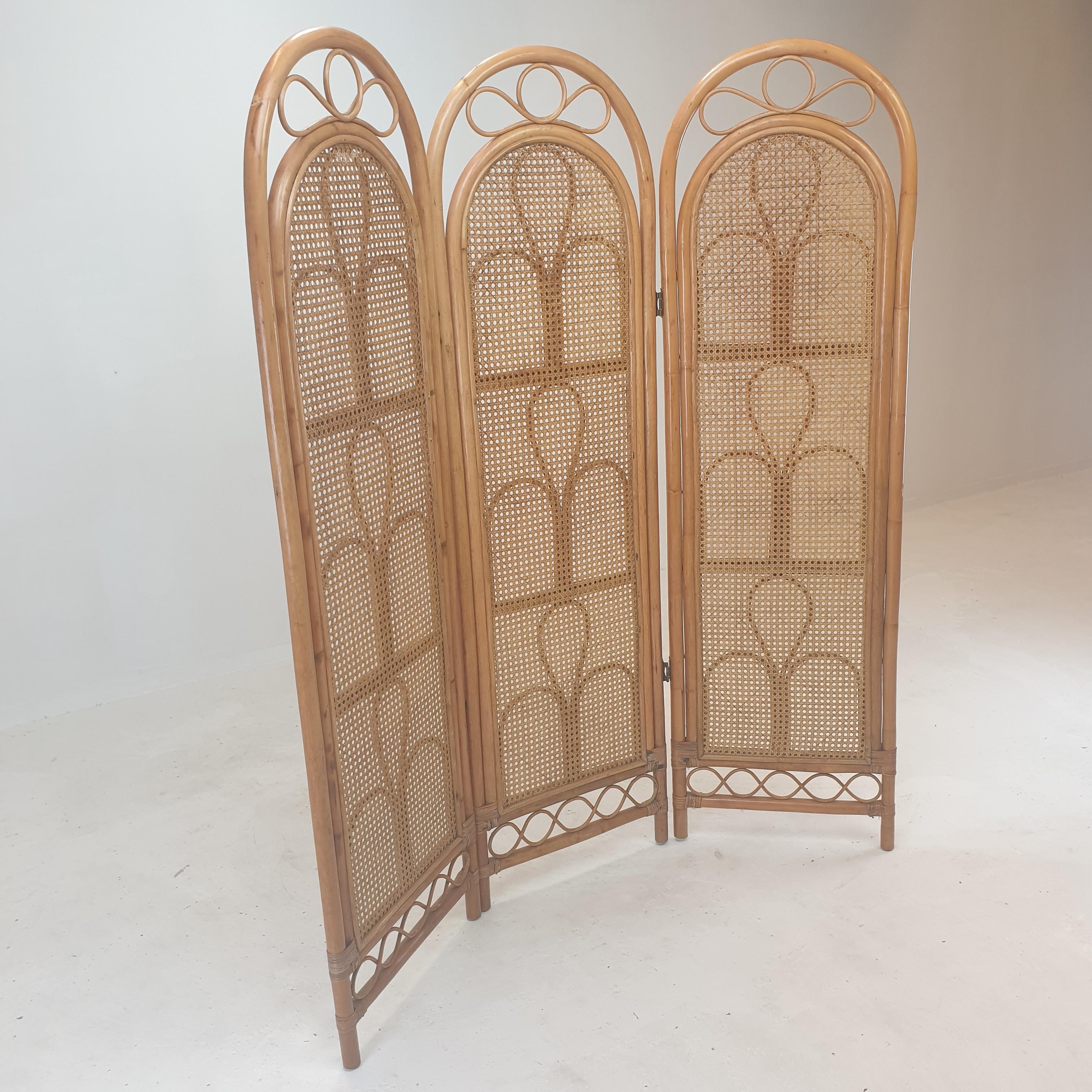 Italian Room Divider in Rattan and Wicker, 1960s For Sale 3