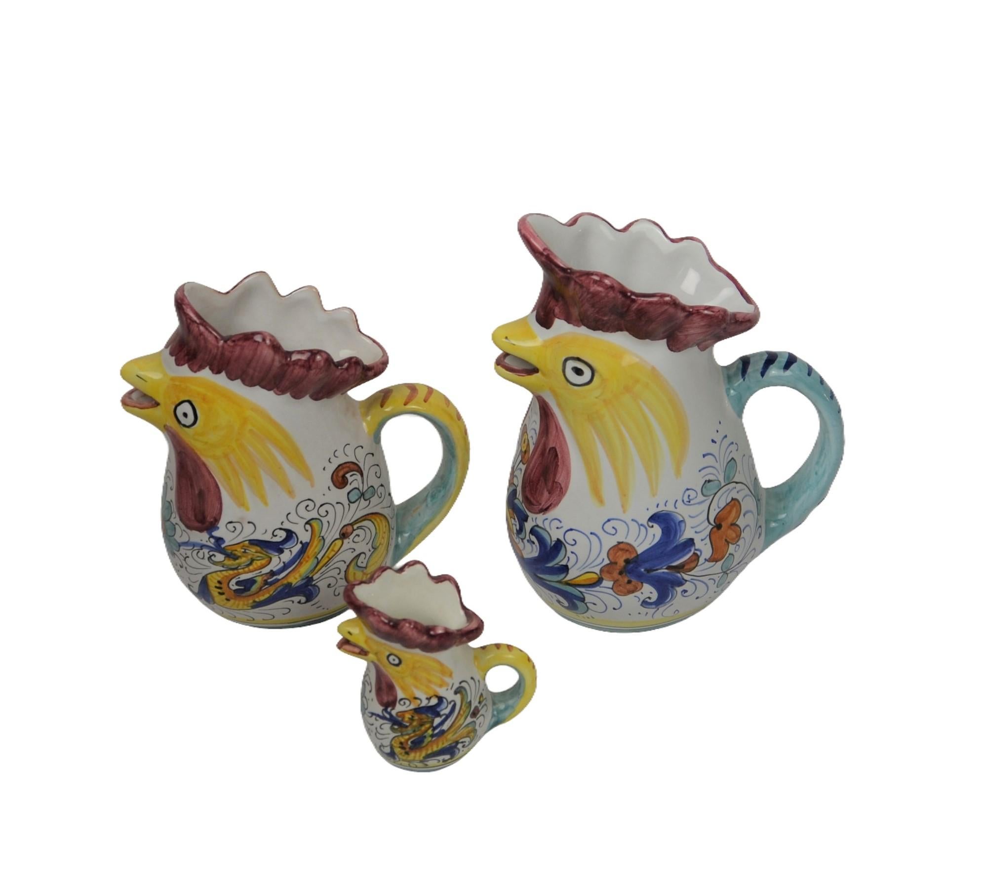 Beautifully hand-painted and made in Italy creamer set made by Franco Deruta.
Signed on the bottom 