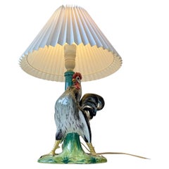 Italian Rooster Table Lamp in Hand-painted Ceramic, 1950s