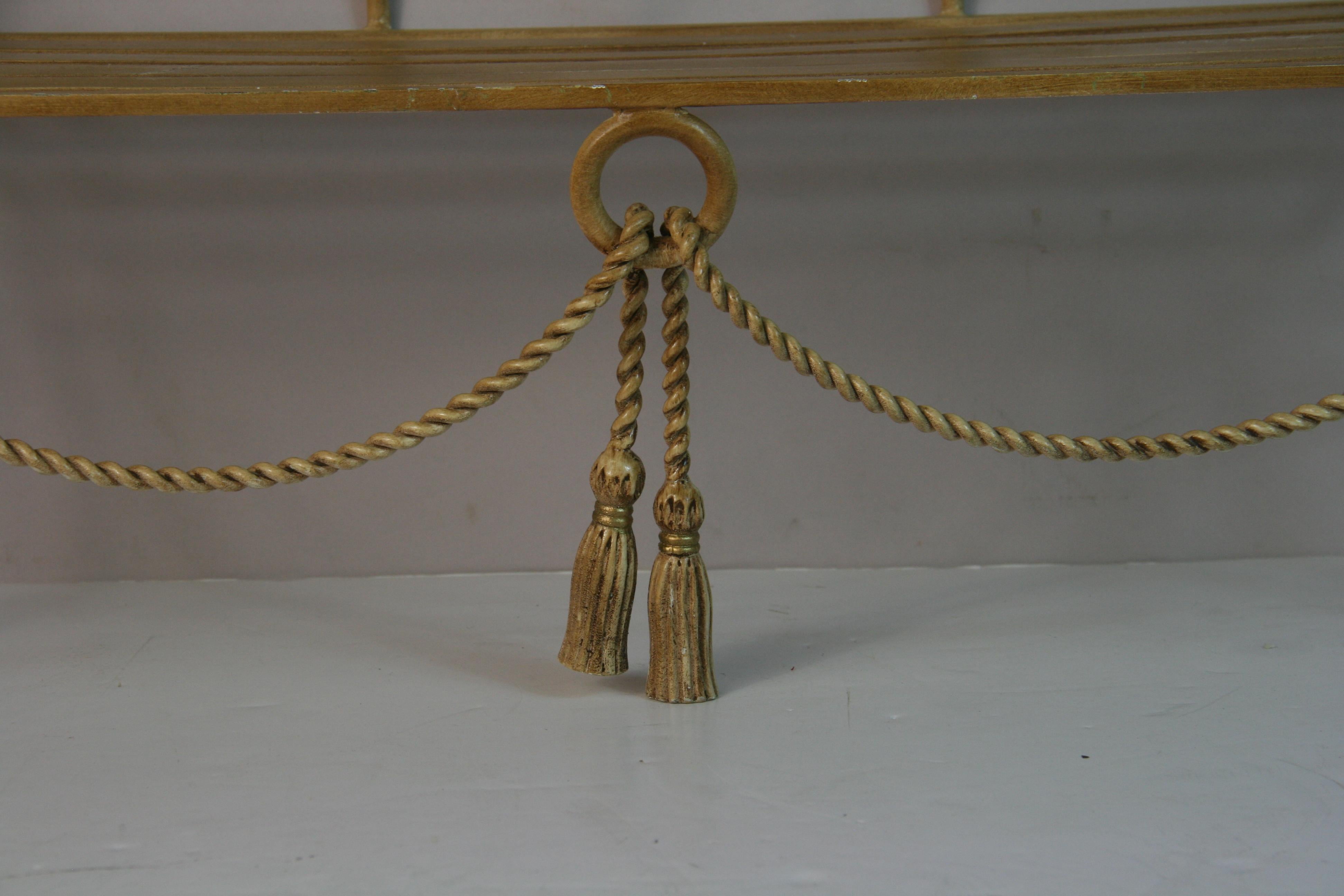 Metal Italian Rope and Tassel Shelf For Sale