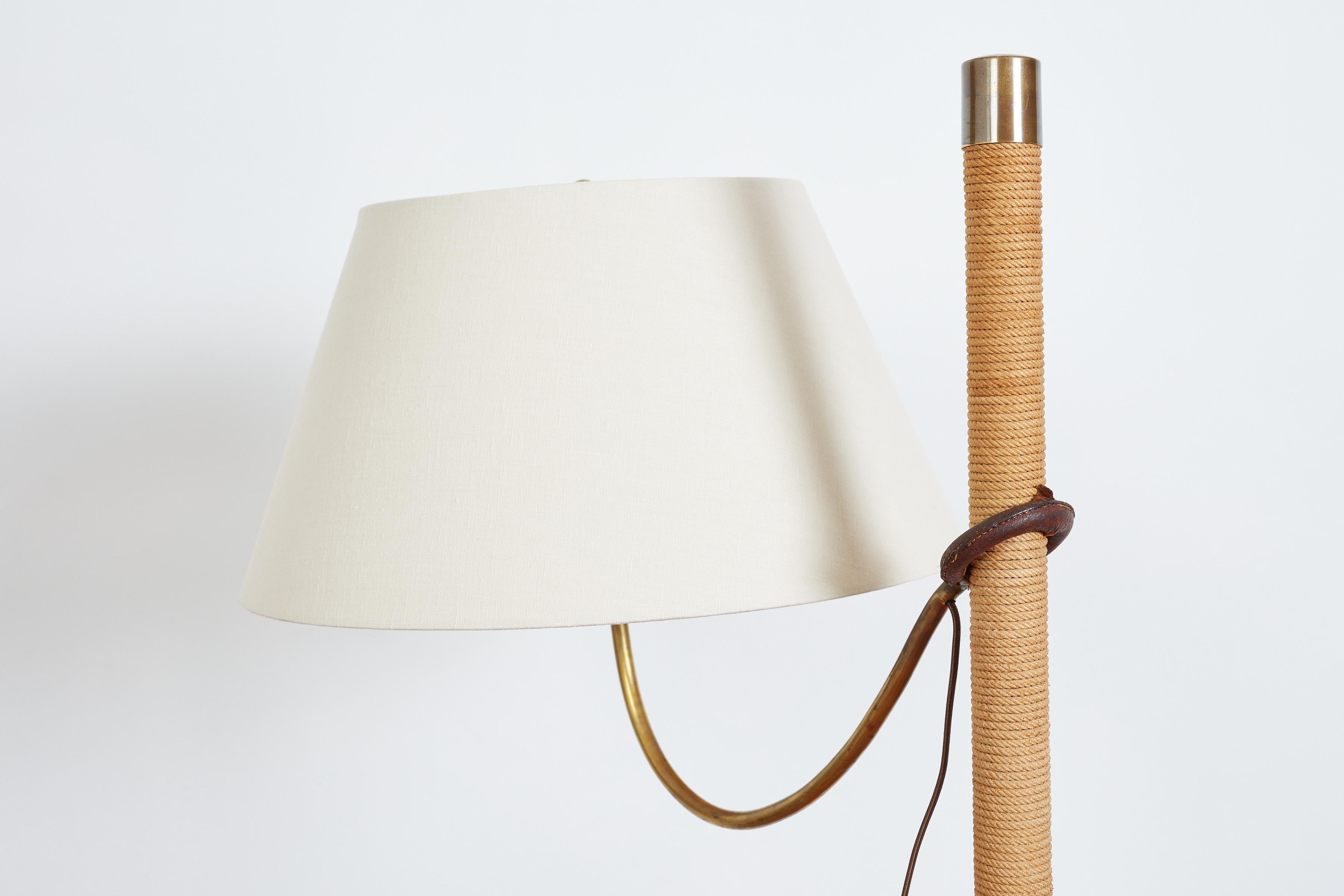 Italian Rope & Leather Floor lamp - 1950s For Sale 12
