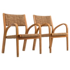 Italian Rope Lounge Chairs with Ottoman, circa 1940