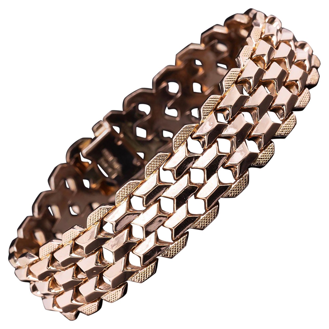 Italienisches Mesh-Armband aus Roségold, ca. 1970er Jahre