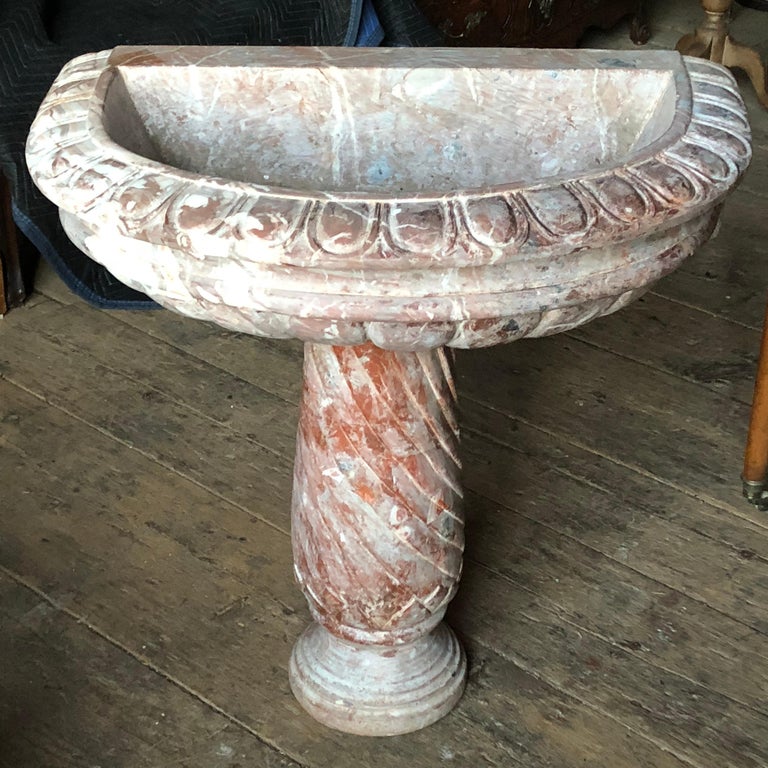 Italian Rose Marble Wall Fountain, 19th Century For Sale at 1stDibs