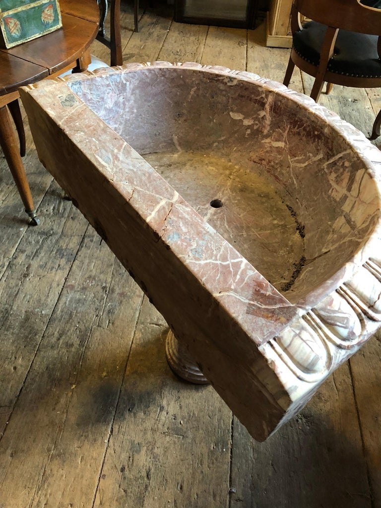 Italian Rose Marble Wall Fountain, 19th Century For Sale at 1stDibs