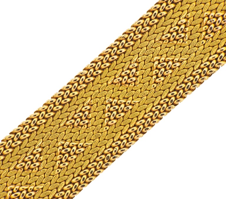 Italian Rose Yellow Gold Wide Bracelet For Sale at 1stDibs