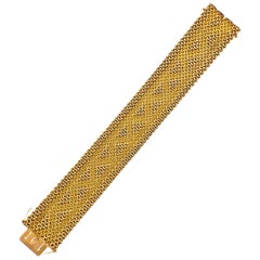 Vintage Italian Rose Yellow Gold Wide Bracelet