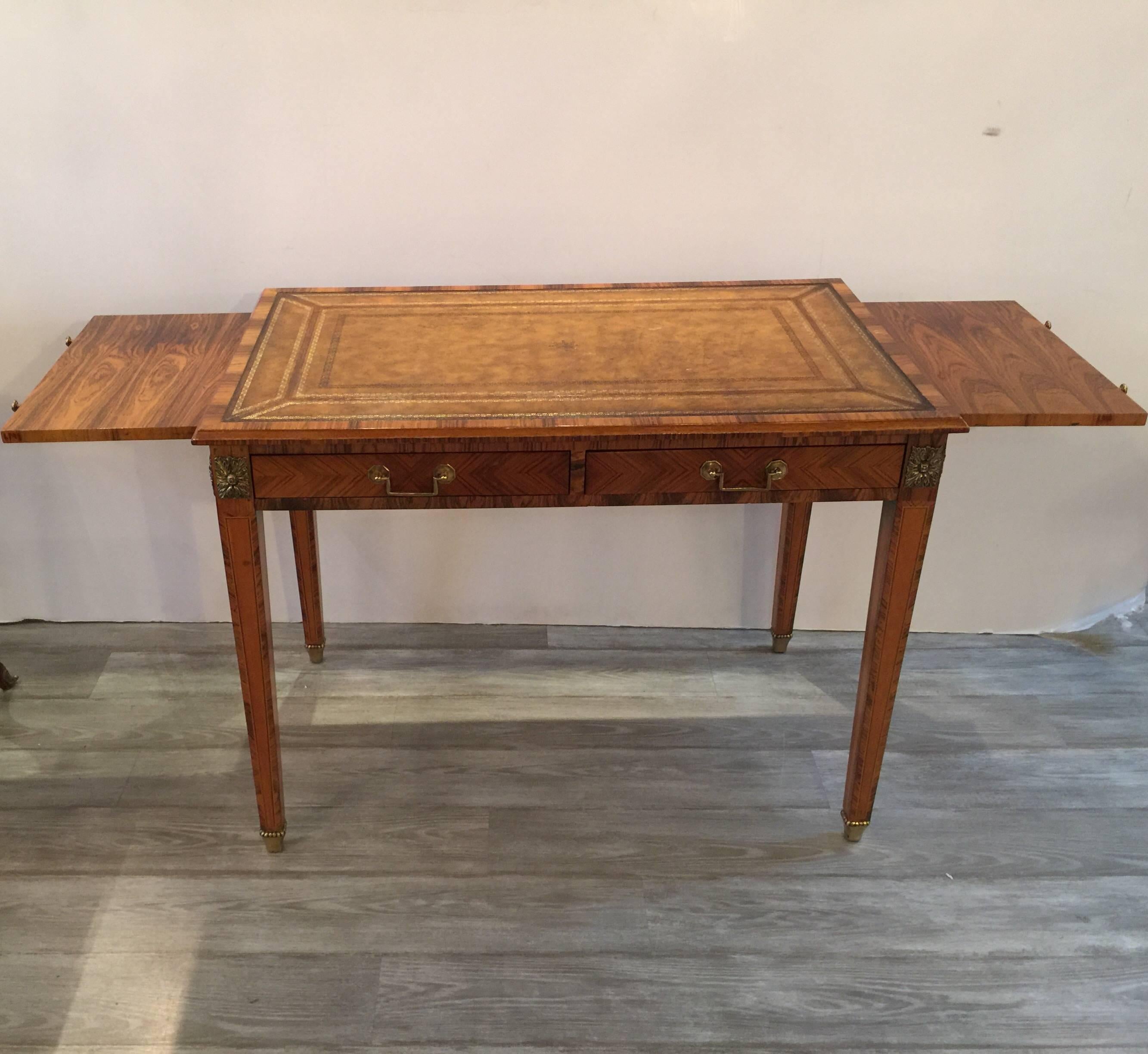 Mid-20th Century Italian Rosewood and Leather Top Table Desk
