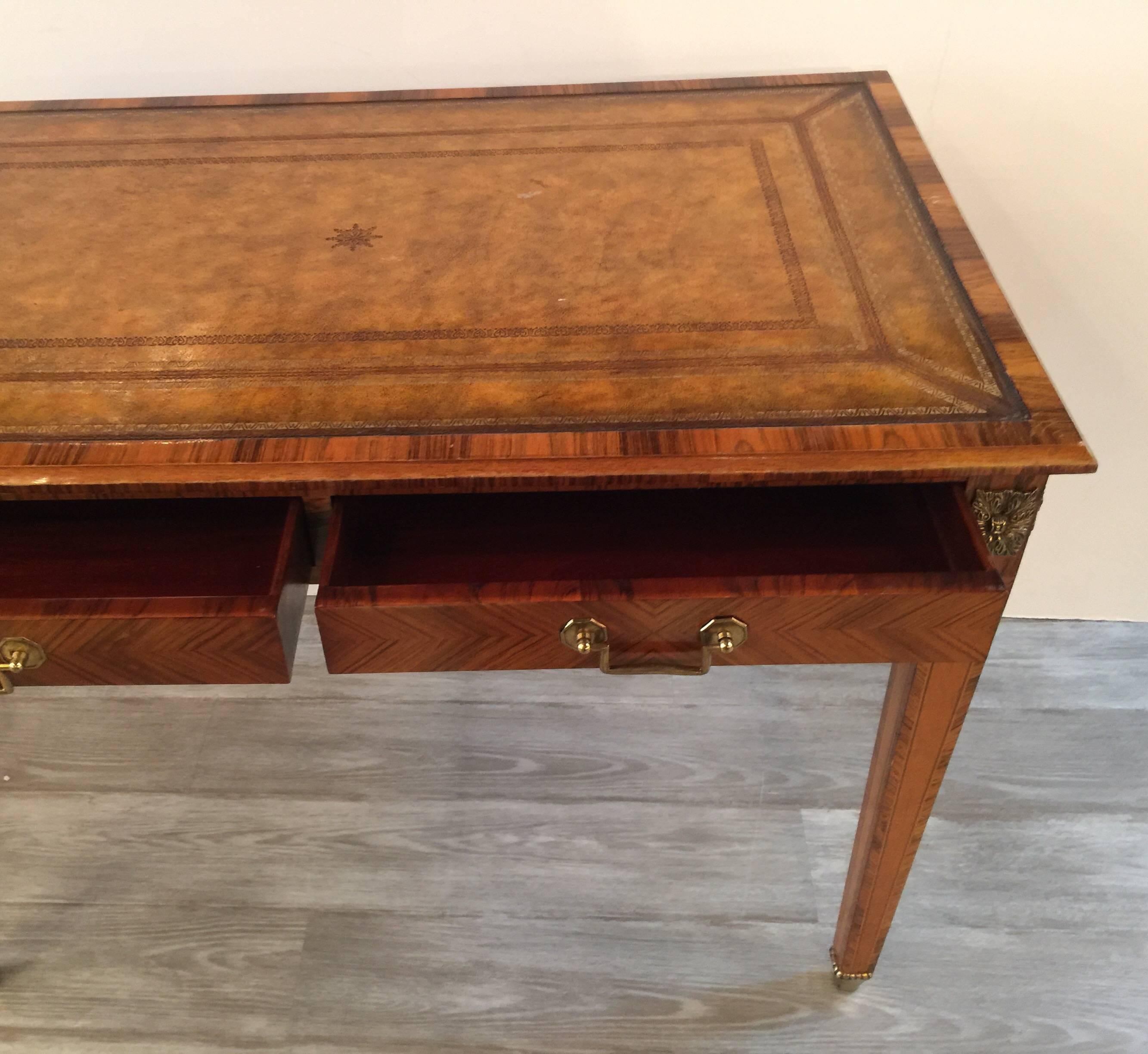 Italian Rosewood and Leather Top Table Desk 3
