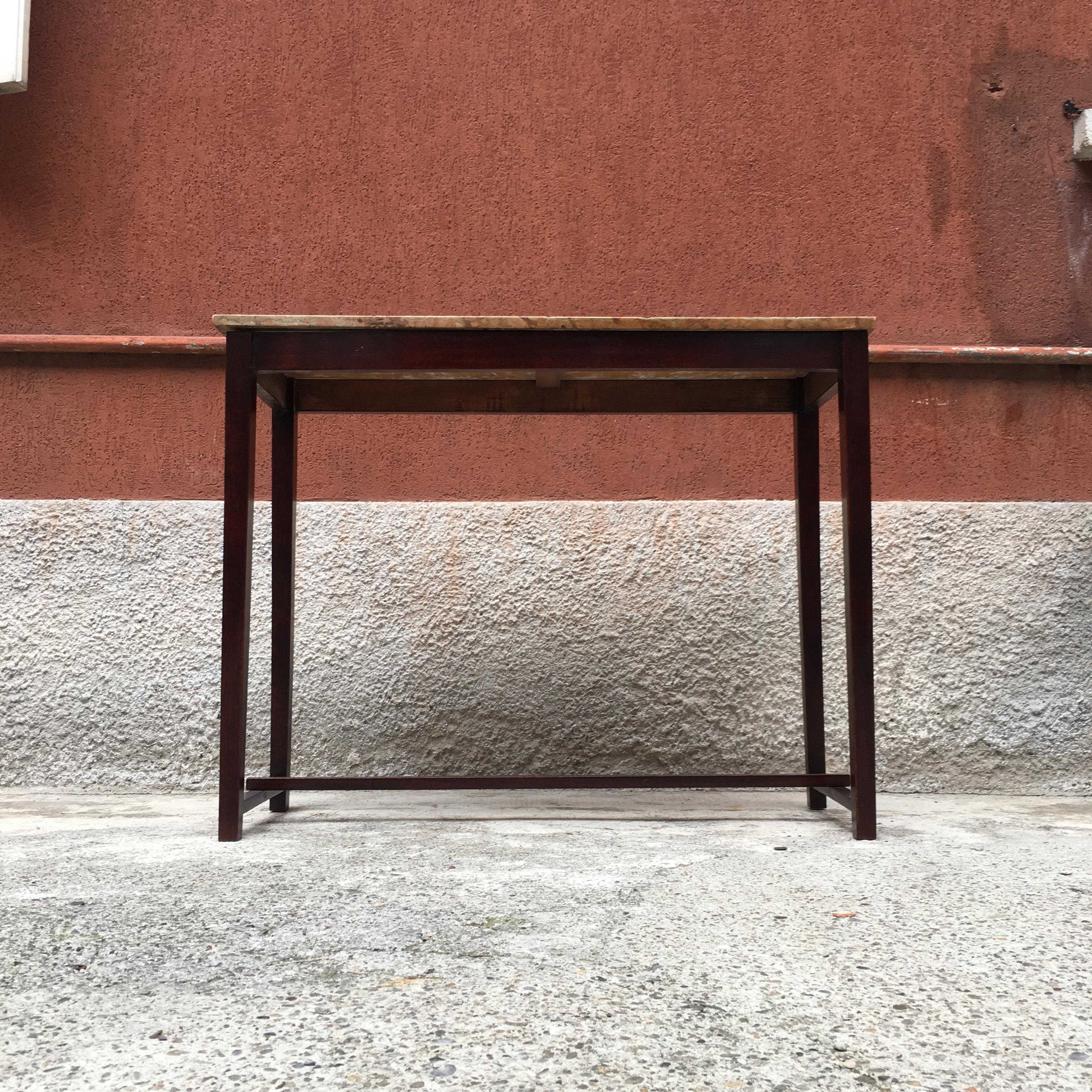 Italian mid-century wood and marble console, 1950s In Good Condition In MIlano, IT