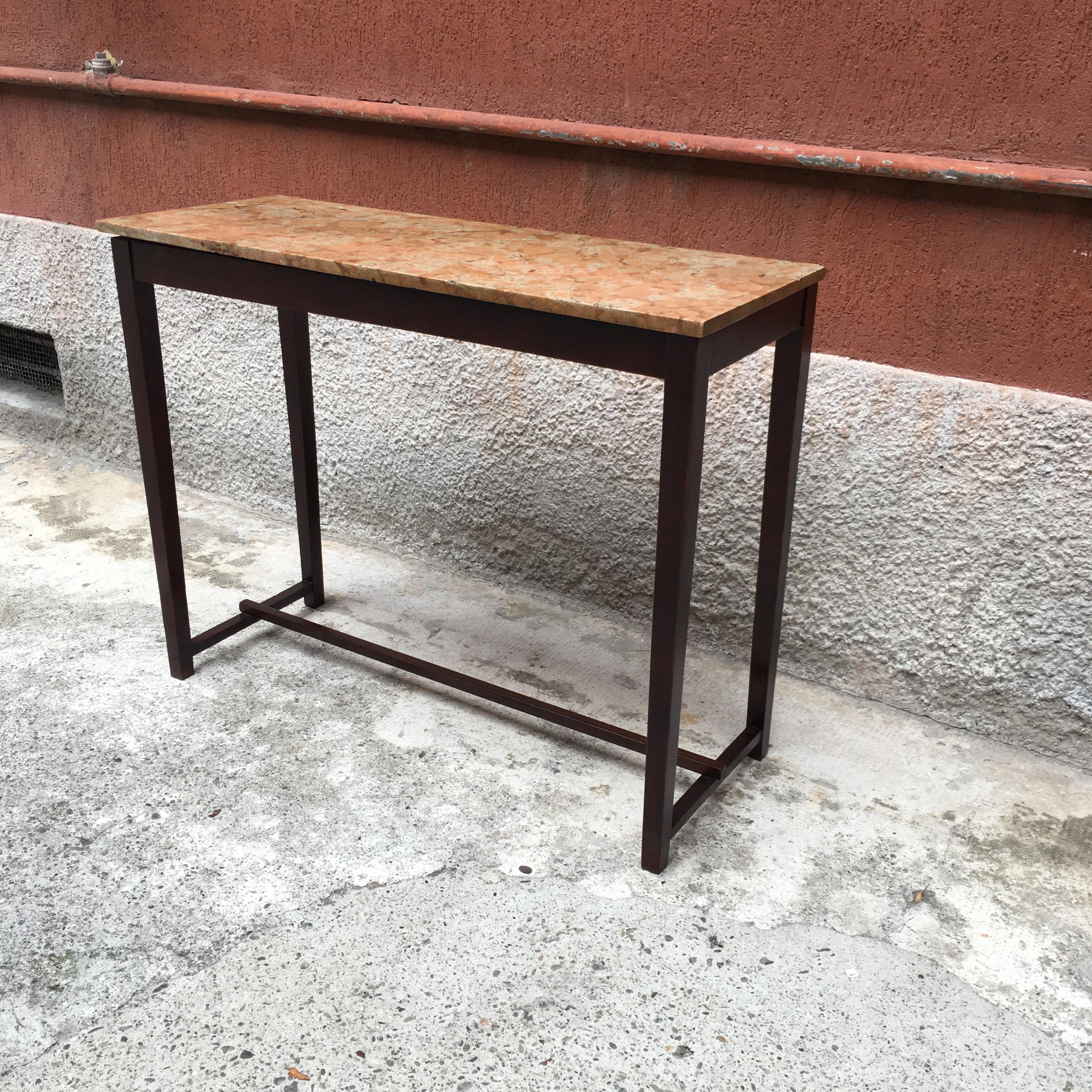 Italian mid-century wood and marble console, 1950s 1