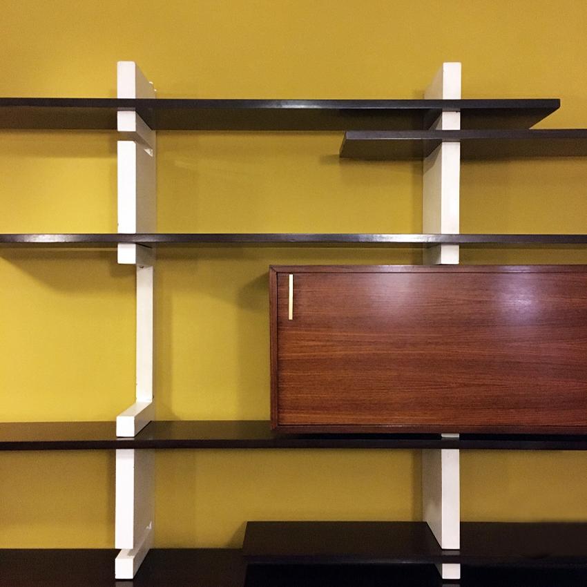 Italian Rosewood and White Wooden Extenso Bookcase by AMMA Torino, 1960s 6