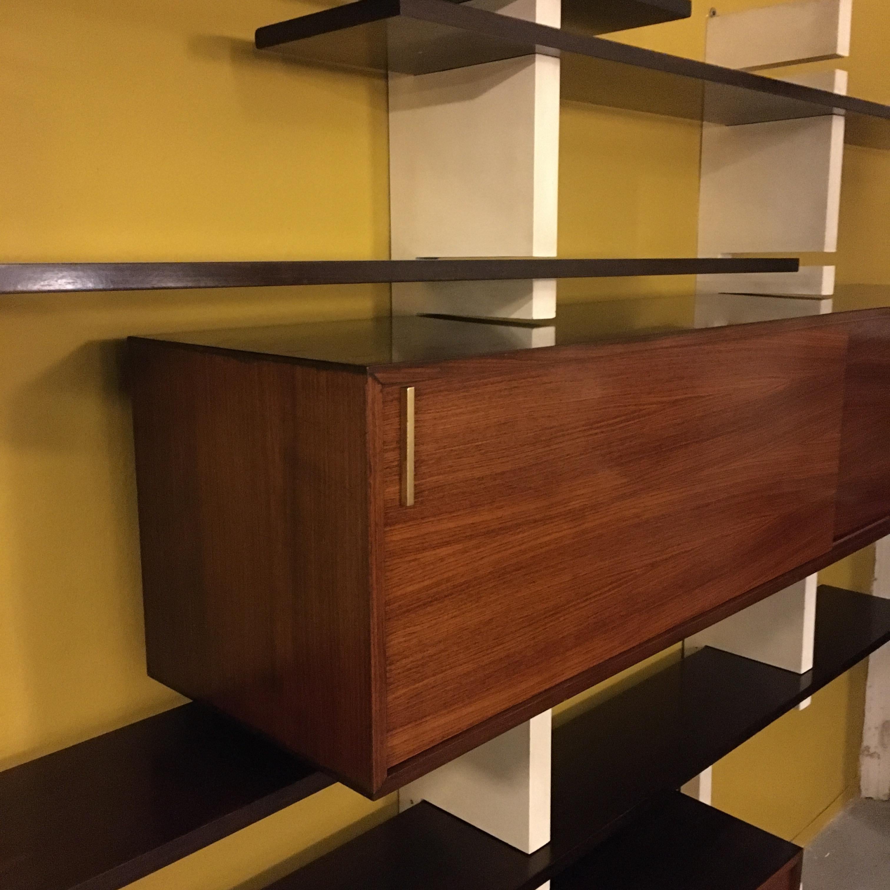 Italian Rosewood and White Wooden Extenso Bookcase by AMMA Torino, 1960s 1