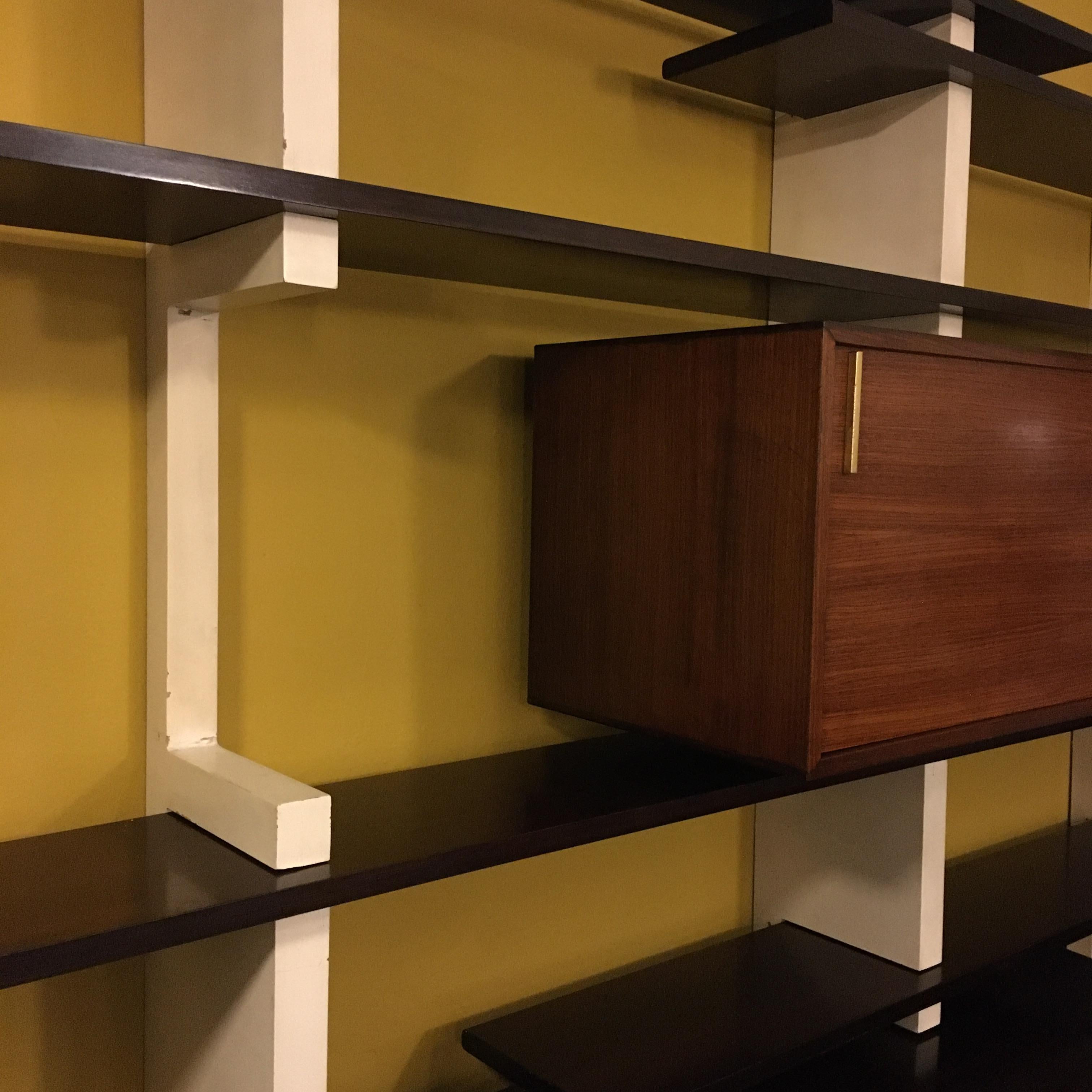 Italian Rosewood and White Wooden Extenso Bookcase by AMMA Torino, 1960s 2