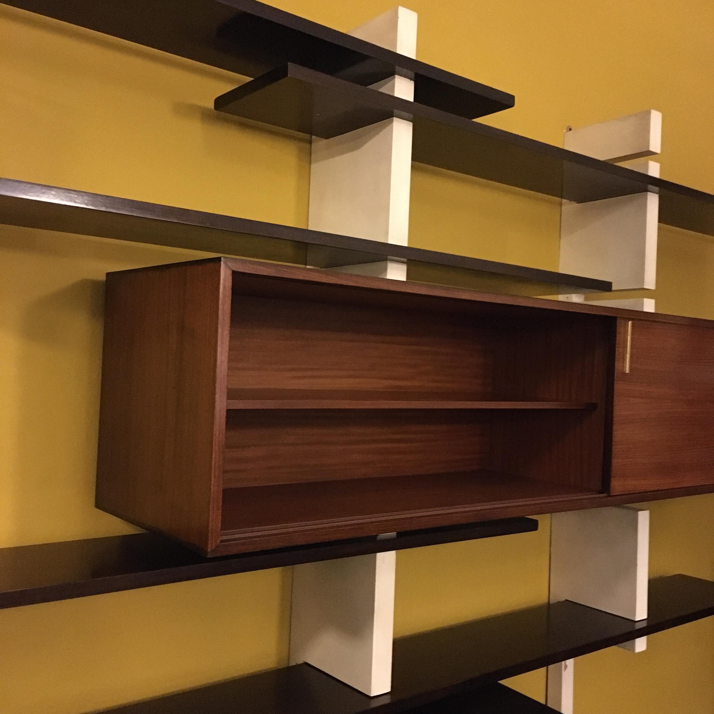 Italian Rosewood and White Wooden Extenso Bookcase by AMMA Torino, 1960s 3