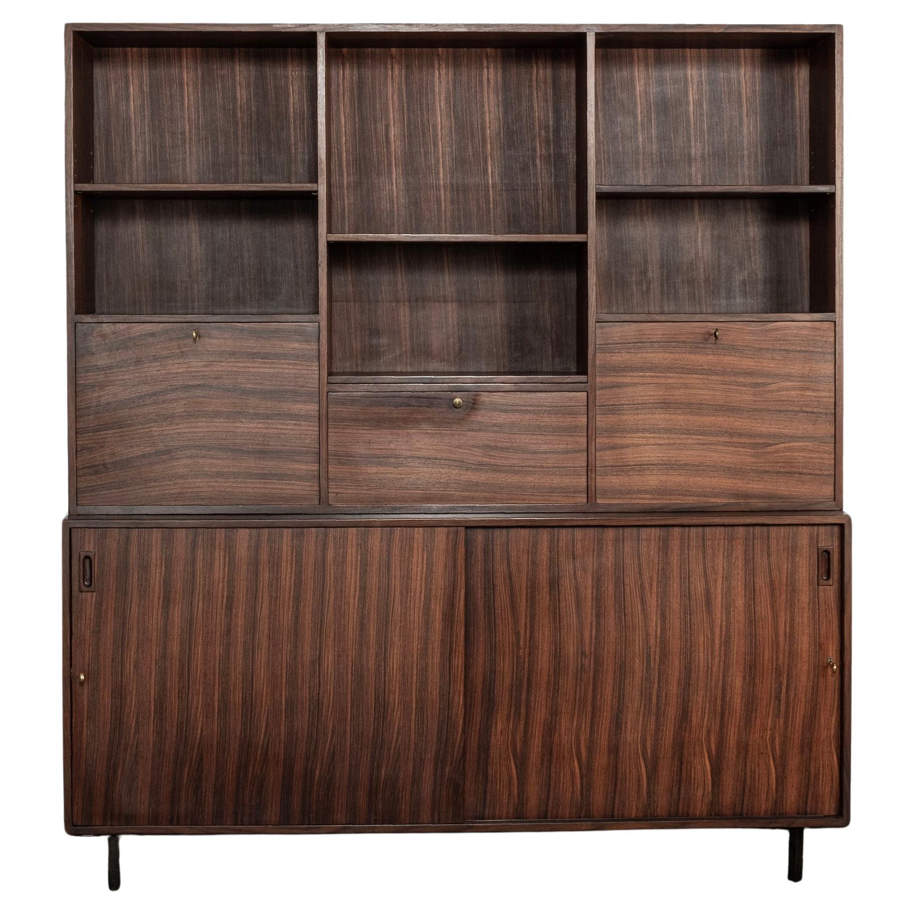 Italian Rosewood Bookcase, circa 1960s. For Sale