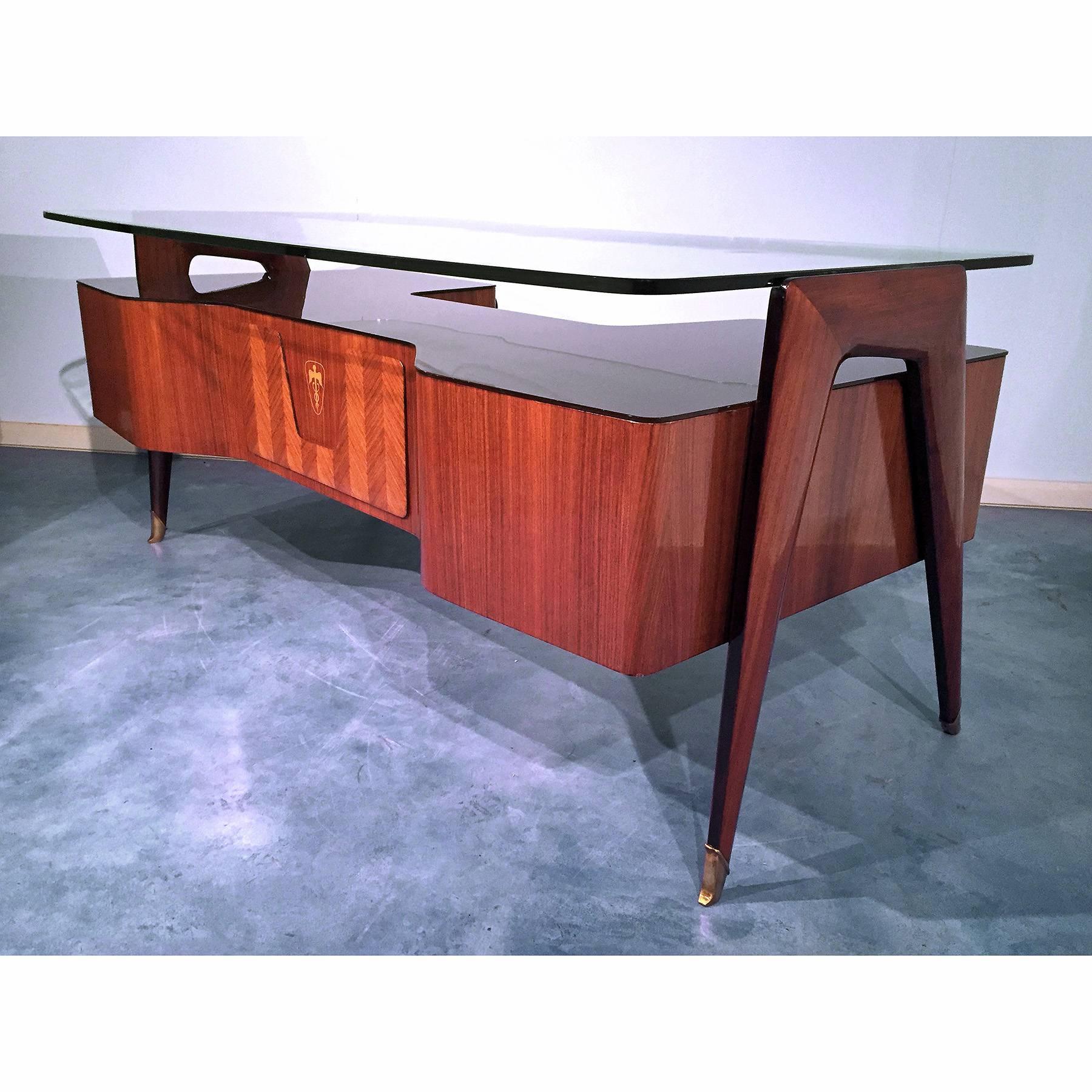 Italian Mid-Century Rosewood Executive Desk by Vittorio Dassi, 1950s 5