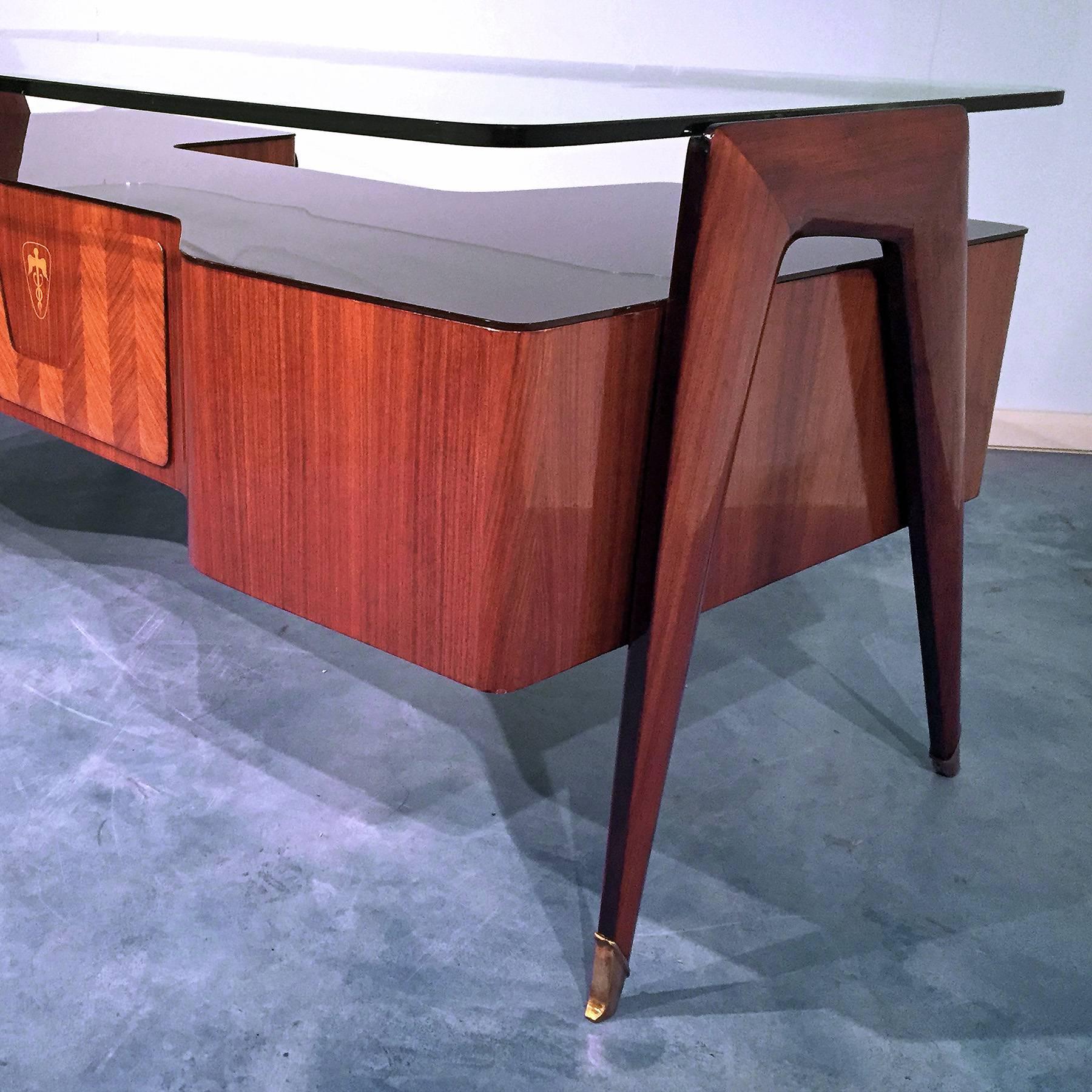 Italian Mid-Century Rosewood Executive Desk by Vittorio Dassi, 1950s 6