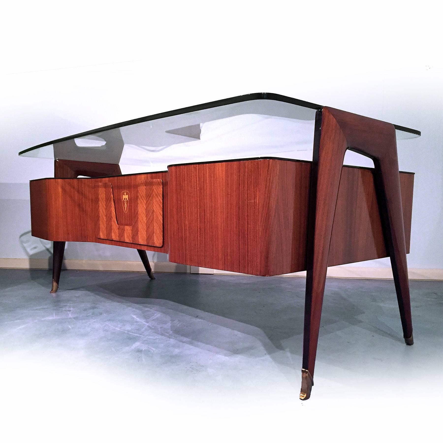 Italian Mid-Century Rosewood Executive Desk by Vittorio Dassi, 1950s 7