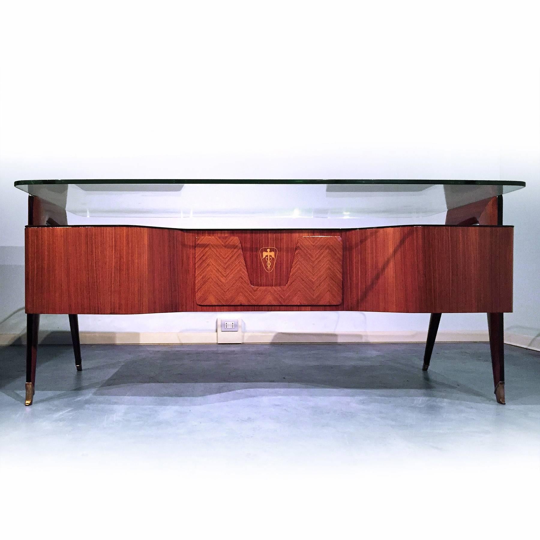Italian Mid-Century Rosewood Executive Desk by Vittorio Dassi, 1950s 3