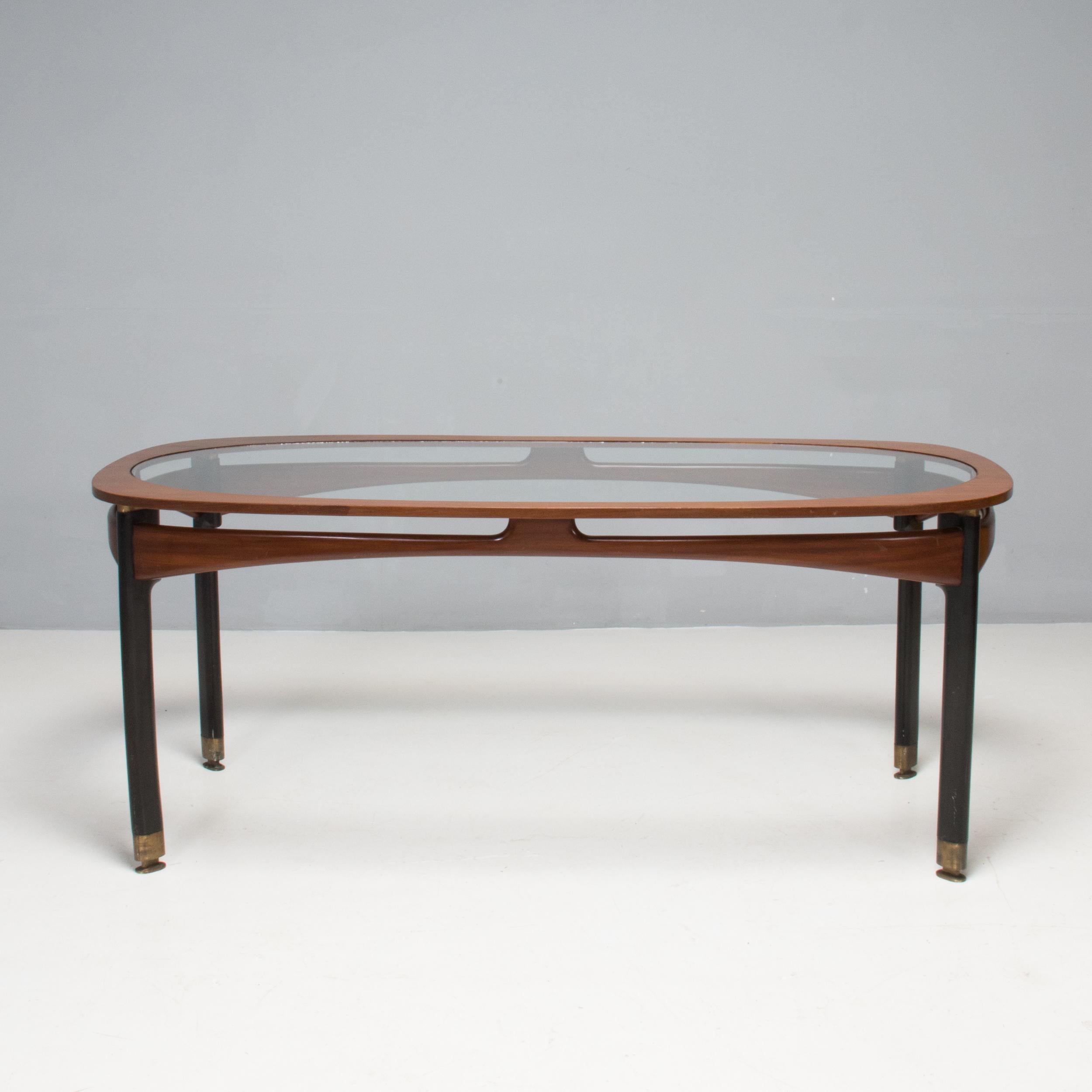 Mid-Century Modern Mid Century Italian Rosewood & Glass Rectangular Dining Table, 1950s For Sale
